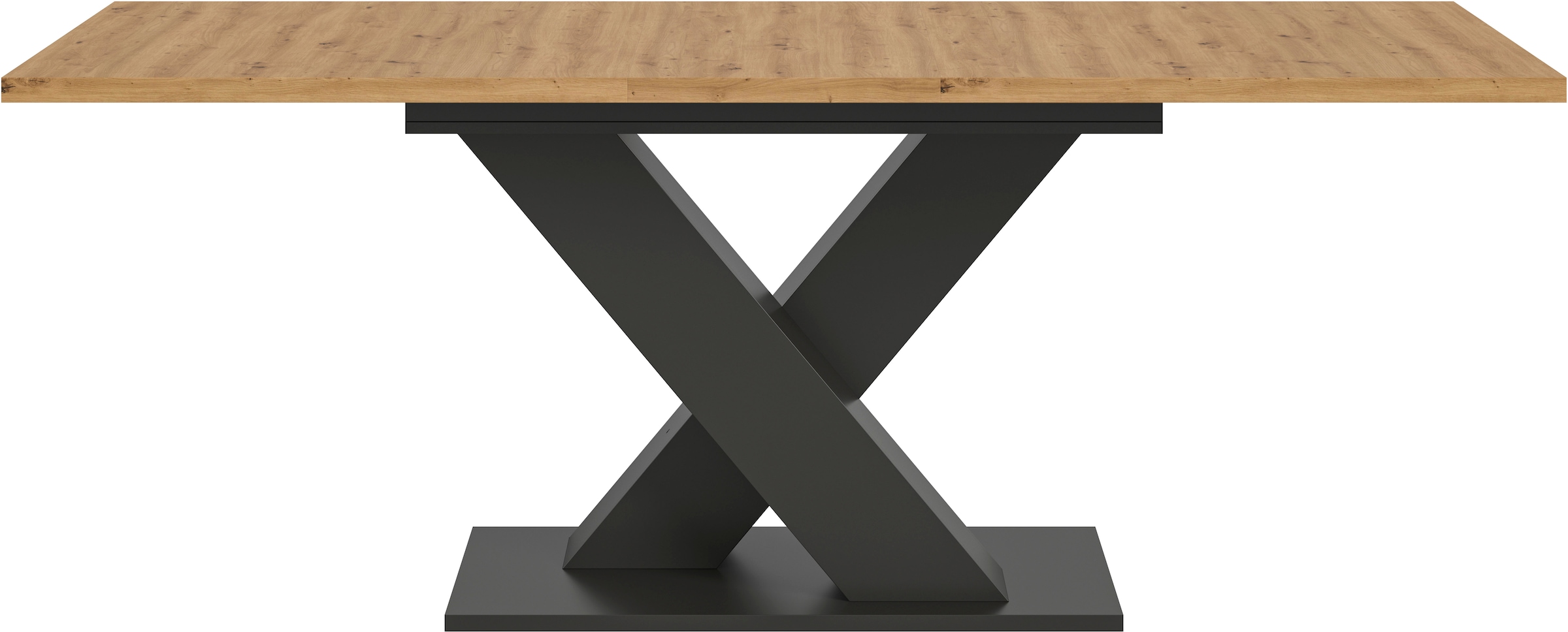 INOSIGN Esstisch »Motus, ausziehbar 150 -190 cm, inklusive 40 cm Einlegeplatte«, (Set, 1 St.), X-Gestell mit Bodenplatte, Tisch, Küchentisch, Esszimmer, Küche