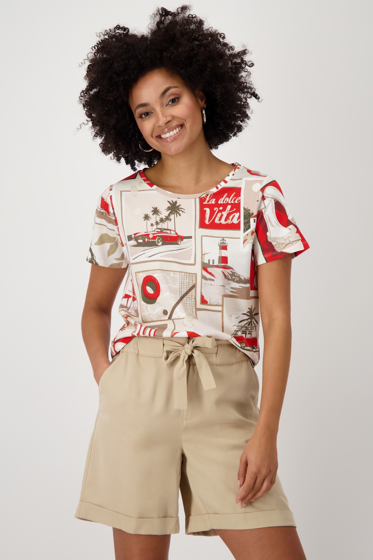 Monari Rundhalsshirt mit Alloverprint