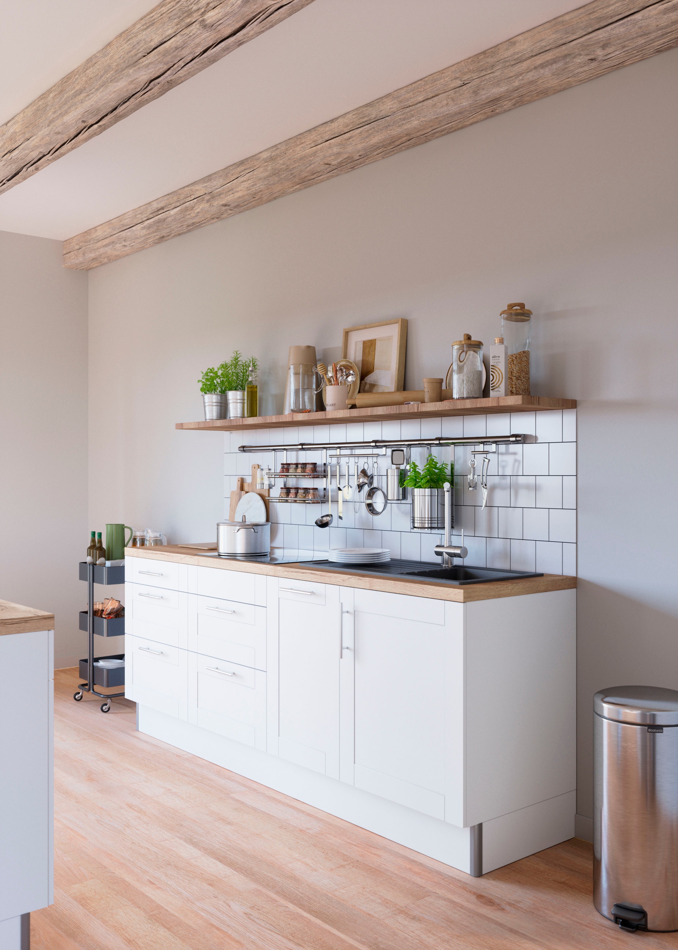 OPTIFIT Küche "Ahus" Breite 225 cm, wahlw. Mit E-Geräten, Soft Close Funktion, MDF Fronten
