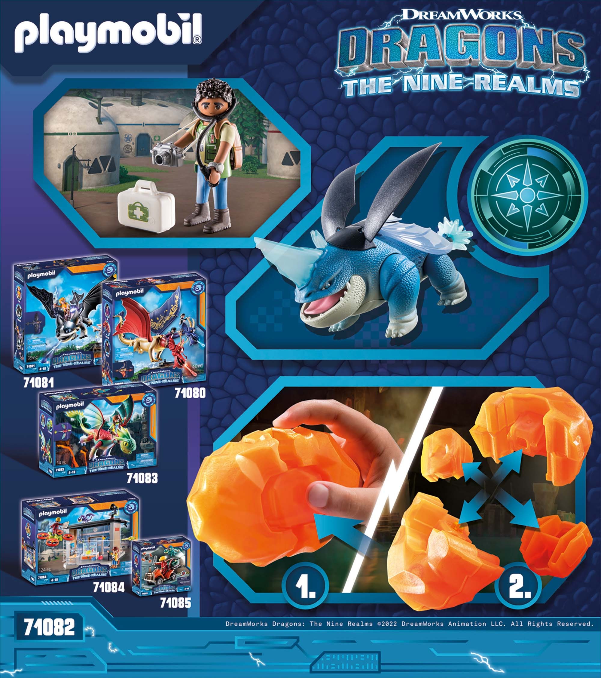Playmobil® Konstruktions-Spielset »Dragons: The Nine Realms - Plowhorn & D'Angelo (71082)«, (17 St.), Made in Germany