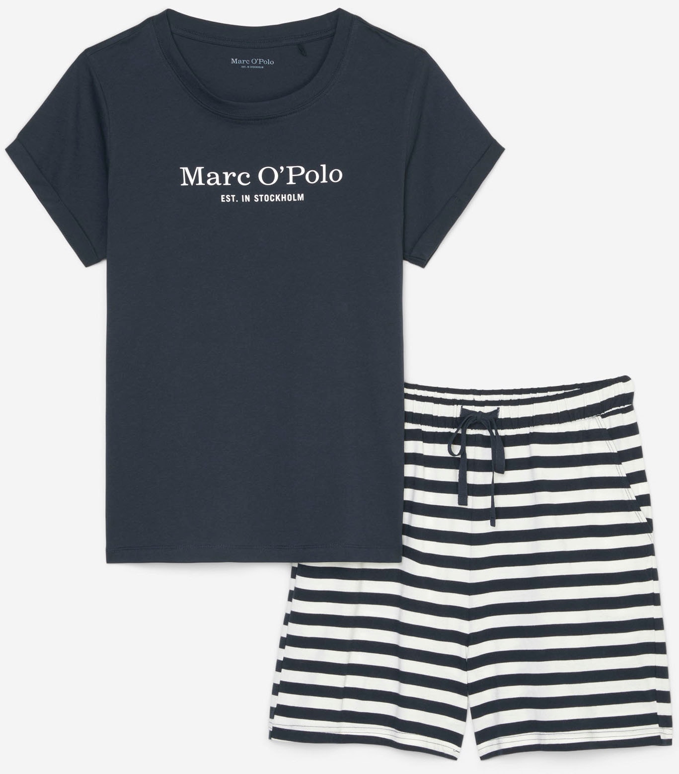 Marc O'Polo Pyjama »Mix & Match Cotton-Woven«, (Set, 2 tlg.), mit grossem Marken-Logo auf der Brust