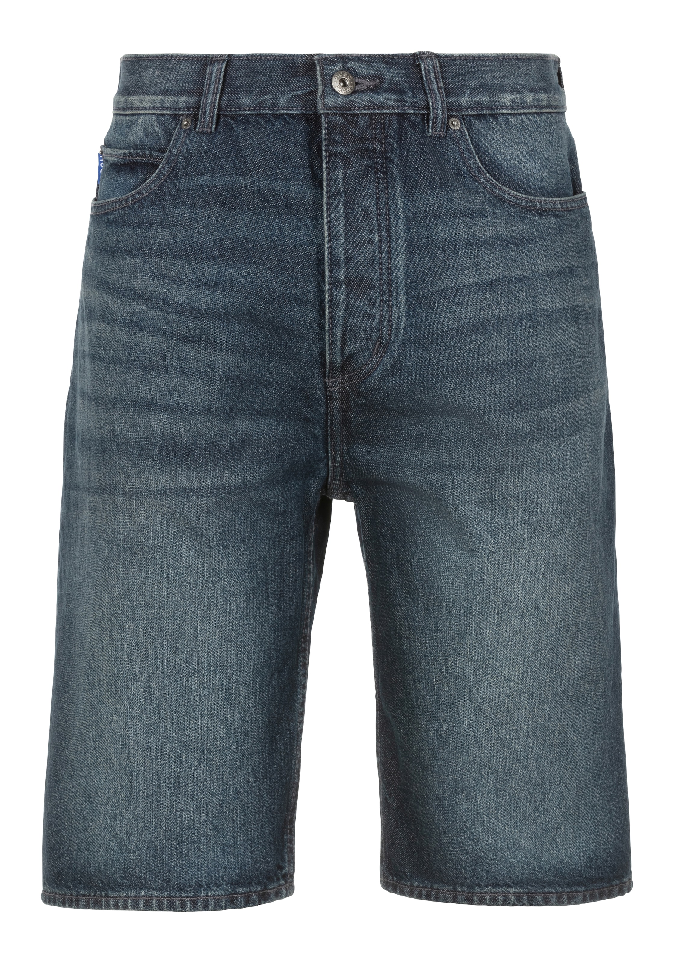 HUGO Blue Shorts »Skate shorts« mit Logo-Lederpatch am Bund