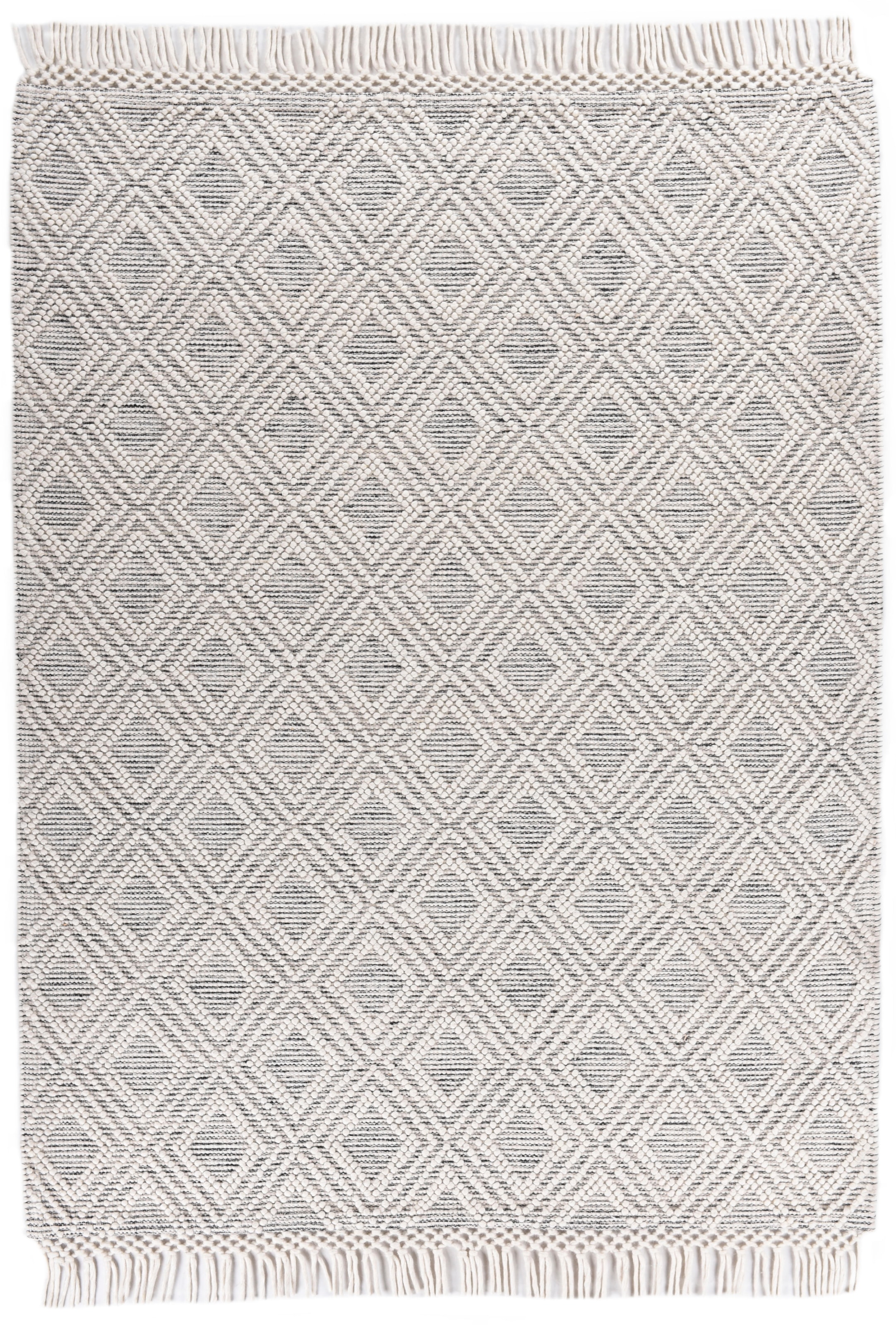 THEKO Wolle, ❤ 702«, Design, Shop »Visby Fransen Teppich, reine Handweb Rauten kaufen mit handgewebt, im Wollteppich - Jelmoli-Online rechteckig,