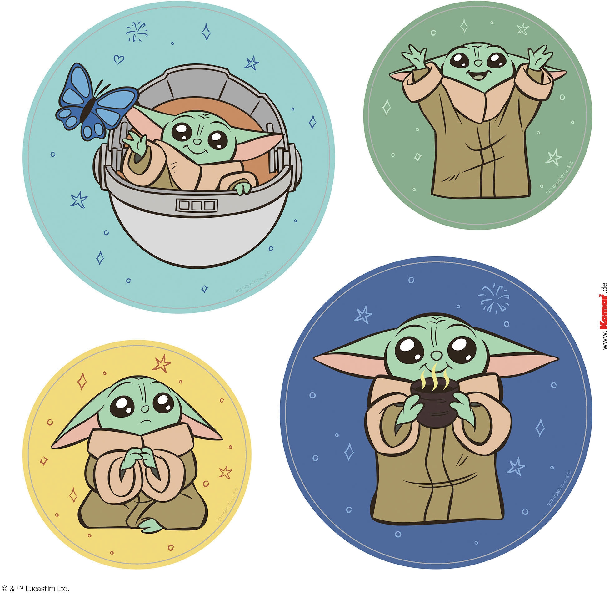 Komar Fensterdekoration »Fenstersticker - Grogu - Padawan Bubbles  - Grösse 30 x 30 cm, 2 Bogen«