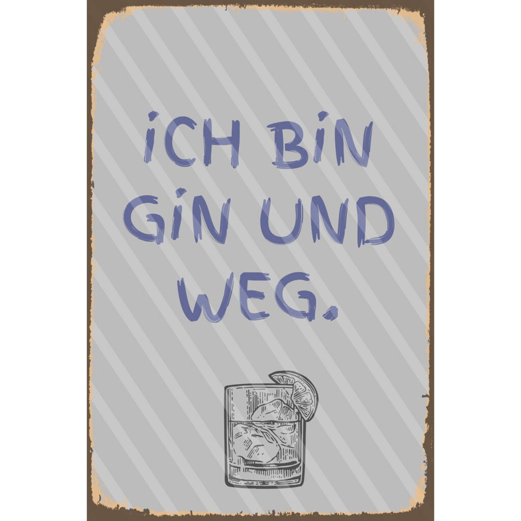 queence Metallbild »gin und weg«, Schriftzüge, (1 St.)