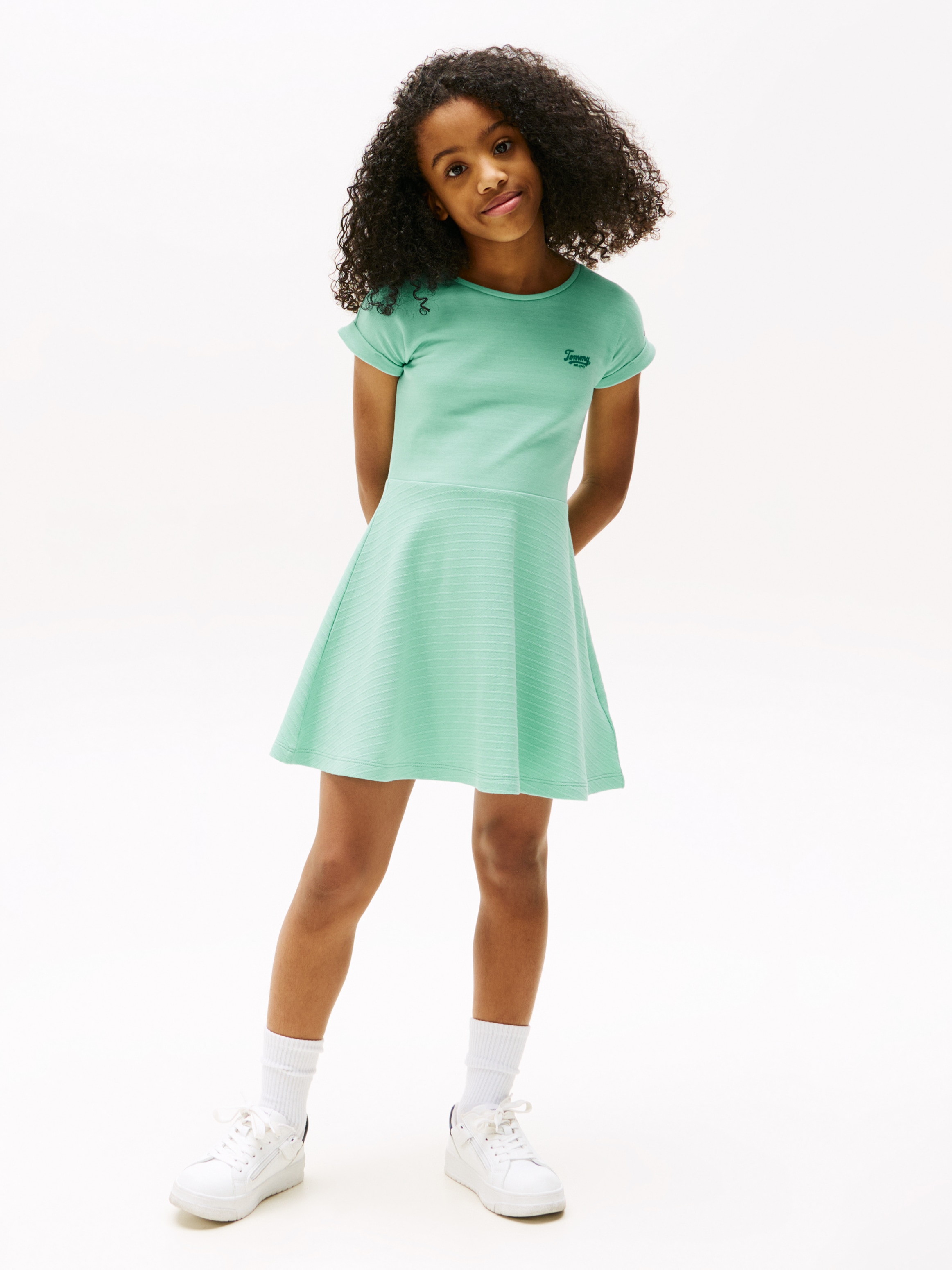 Tommy Hilfiger Jerseykleid »SPACER INTERLOCK DRESS« für Kinder bis 16 Jahre, mit Logoschriftzug
