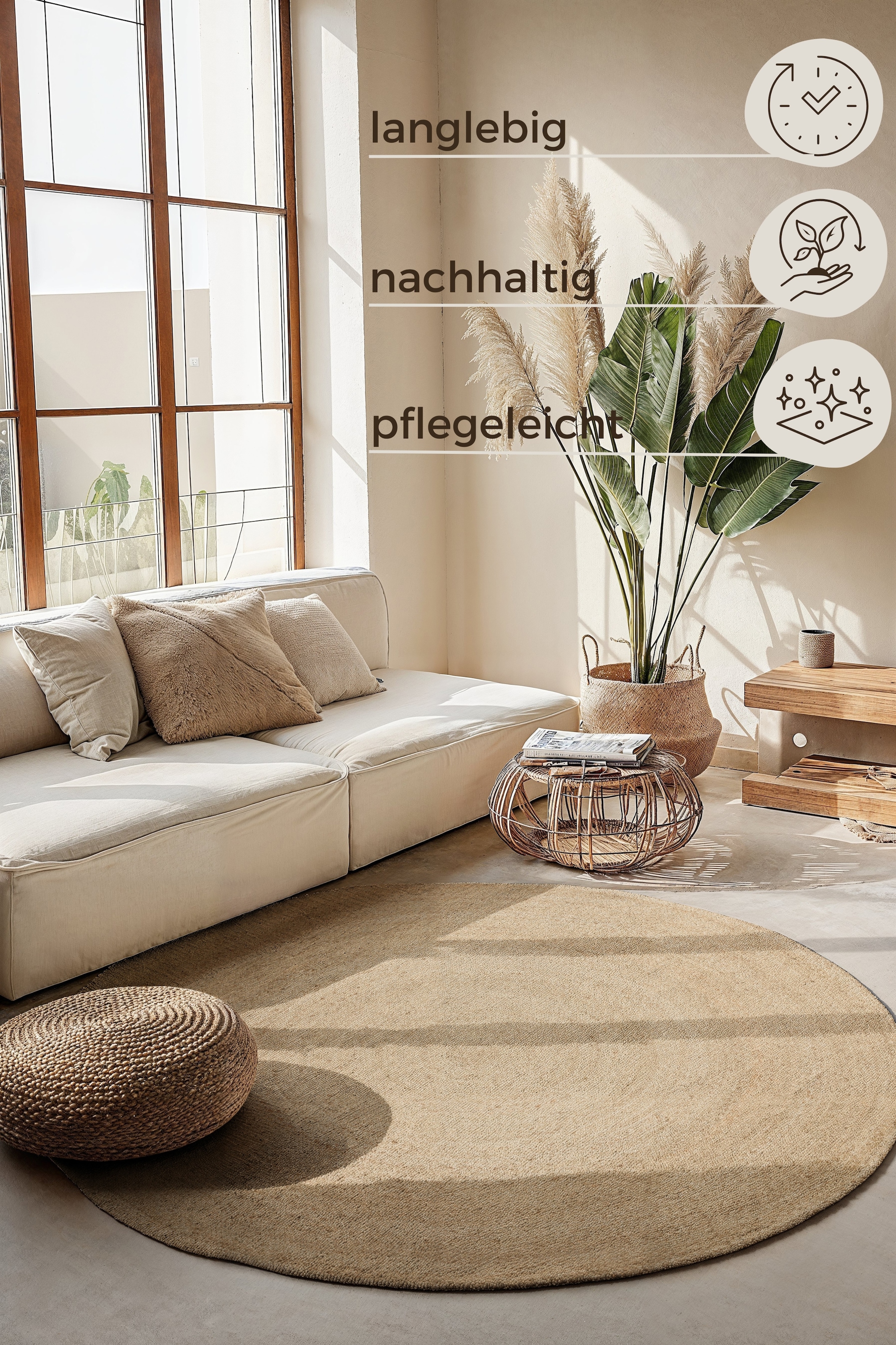 HANSE Home Teppich »Rangpur Jute«, rund, 10 mm Höhe, Handgewebt, Jute, Natur, Wohnzimmer, Flur, Klassisch, Boho, Skandi