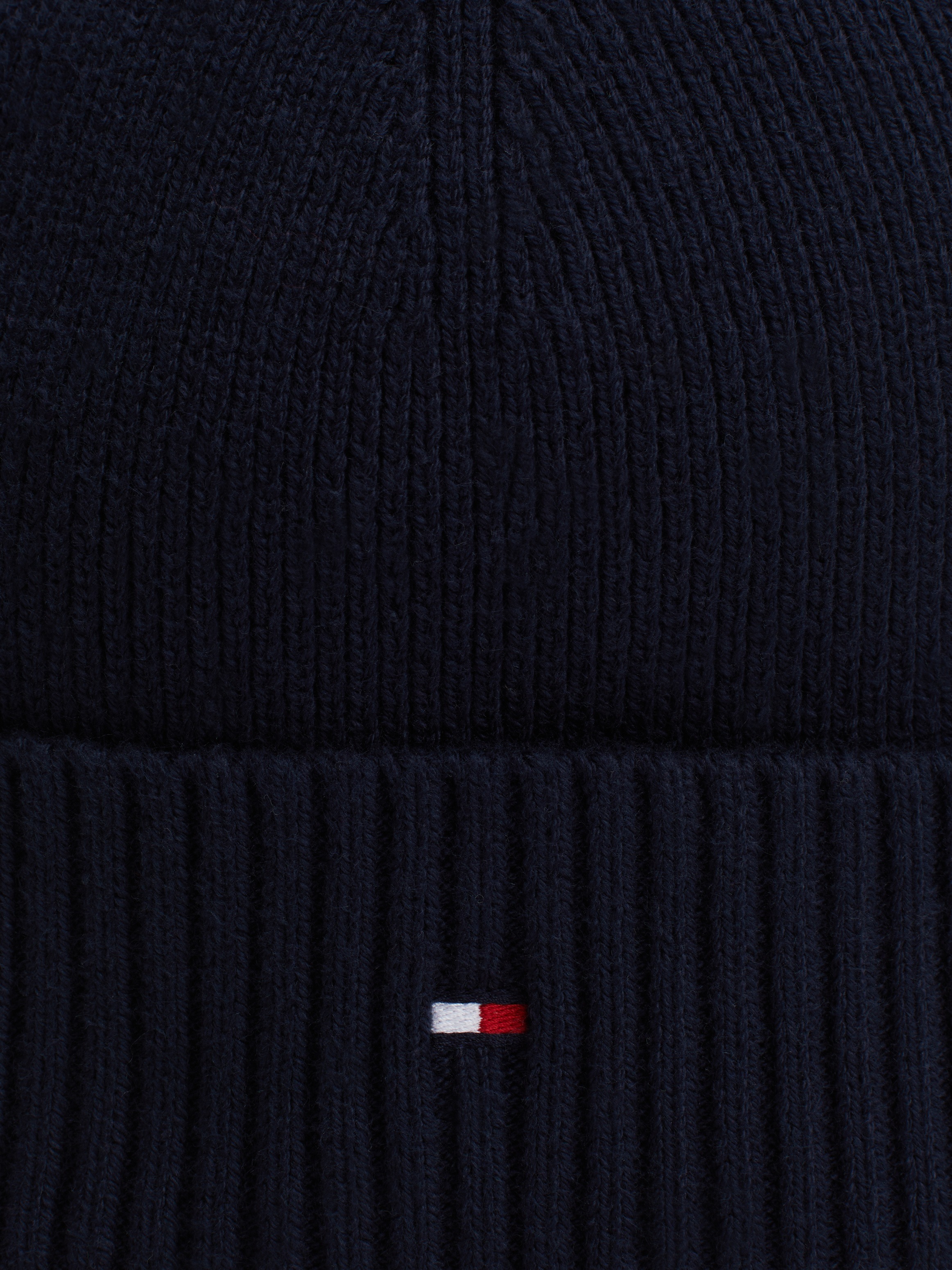 Tommy Hilfiger Strickmütze »TH FLAG PIMA COTTON BEANIE«, mit Logostickerei