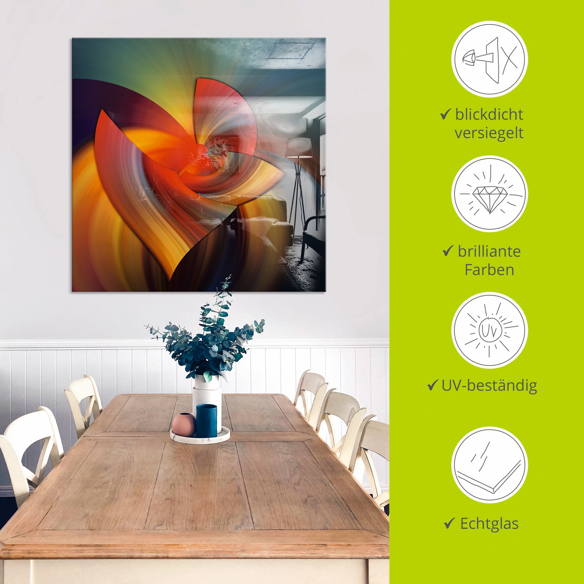 Artland Glasbild »Abstraktes in bunt«, Muster, (1 St.), in verschiedenen Grössen
