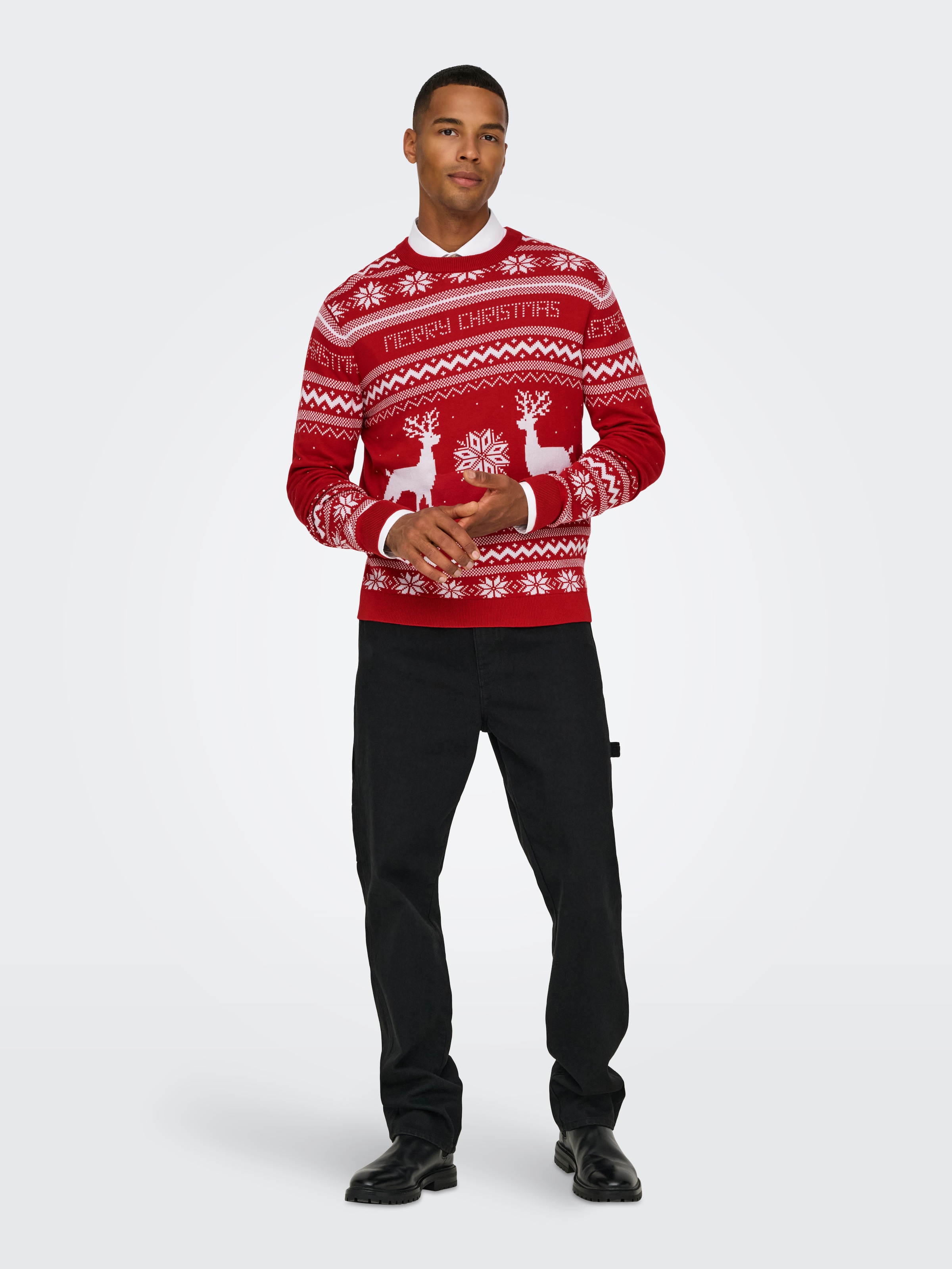 ONLY & SONS Rundhalspullover »ONSXMAS REG 5 JAQ CREW KNIT«