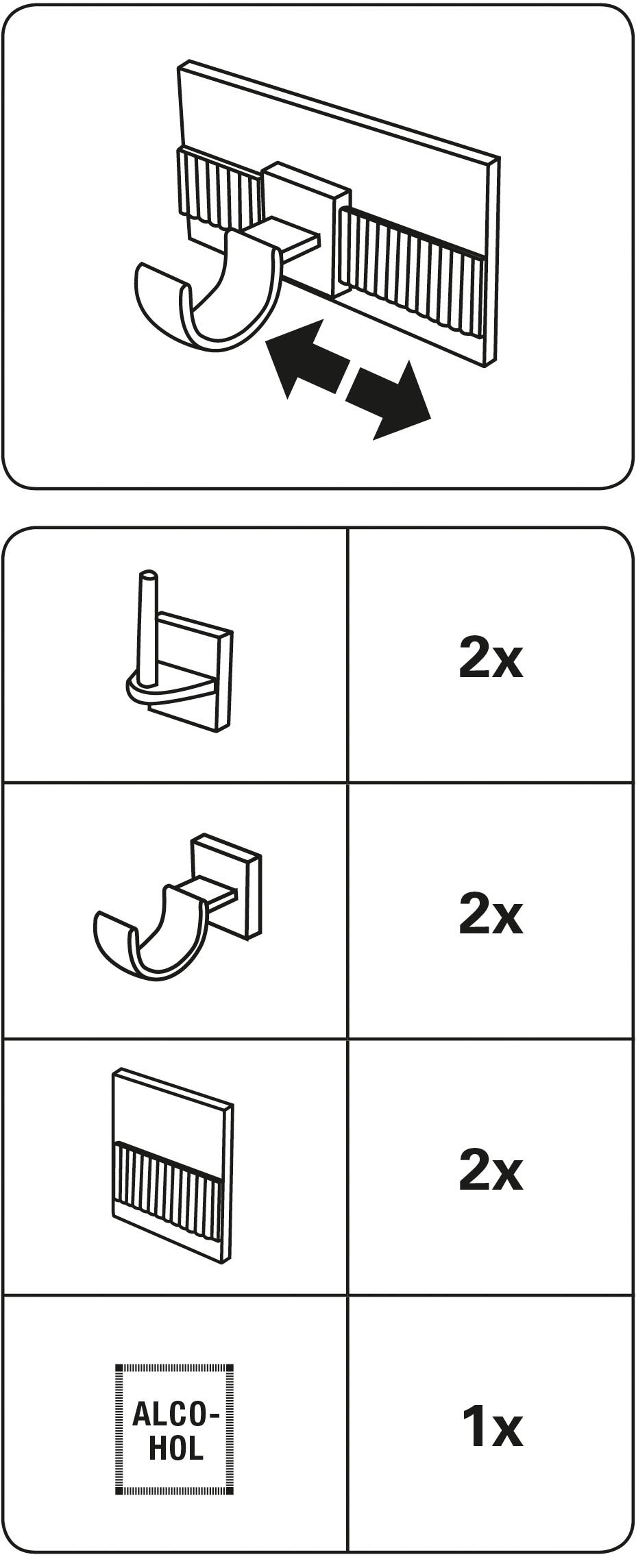 GARDINIA Gardinenstangenhalter »Klebehaken Universal«, (2 St.), Zubehör Vitragestangen/Caféhausstangen