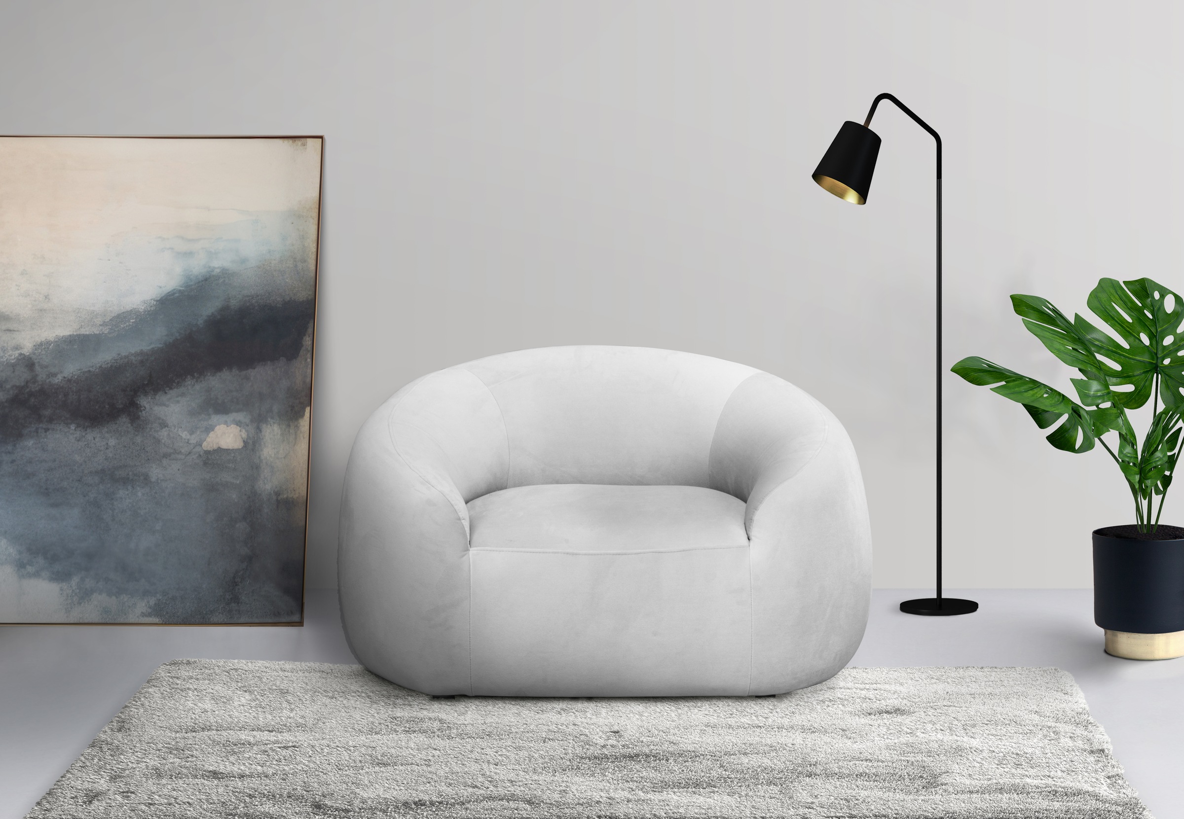 LeGer Home by Lena Gercke Sessel »YANI Relaxsessel, Loungesessel, Masse B/T/H: 127/96/76 cm«, organische Form, mit Wellenunterfederung, auch in Bouclé