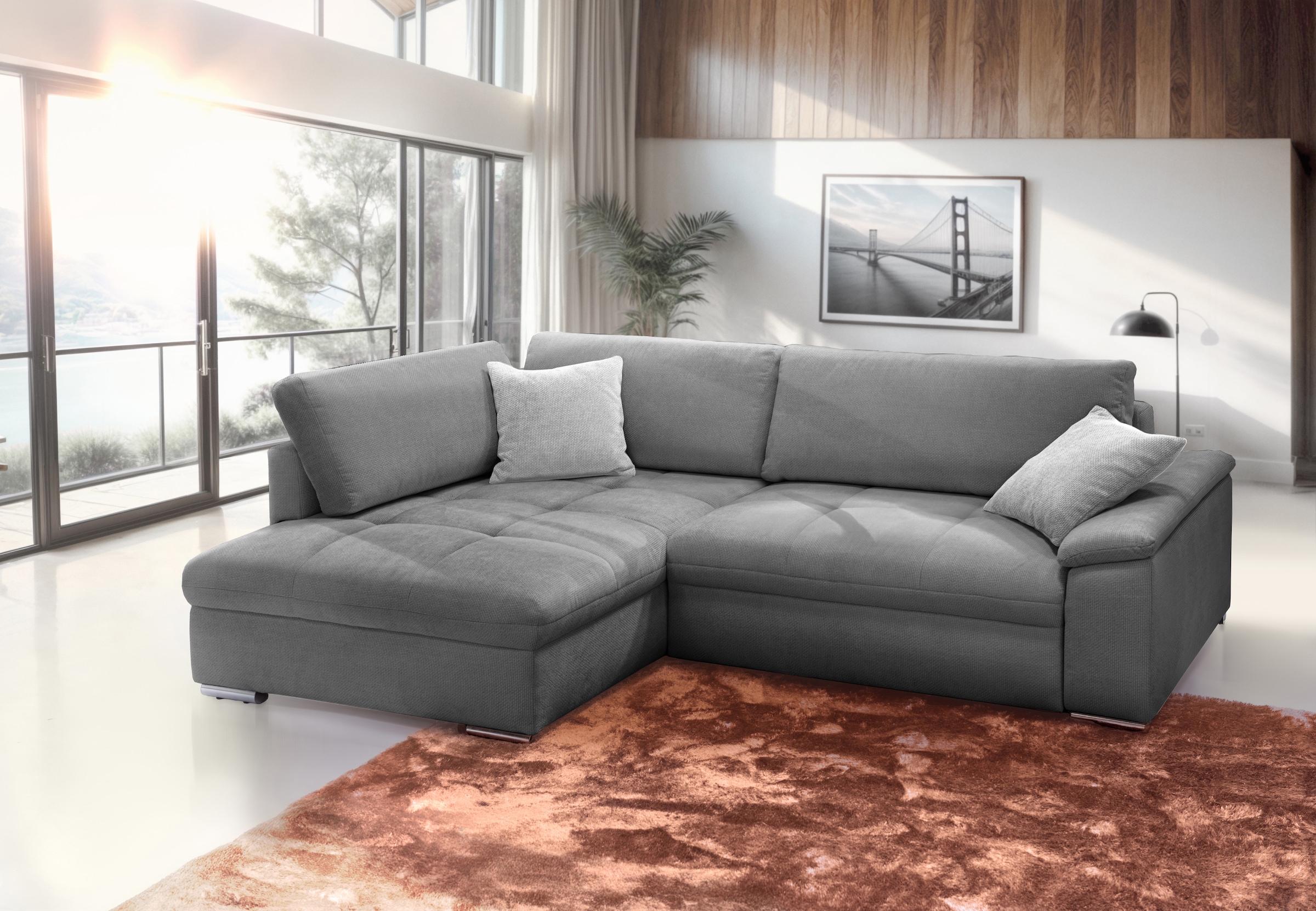 exxpo - sofa fashion Ecksofa »Casa Grande inkl. Bettfunktion, Bettkasten, OTTOs Choice, bequem«, L-Form, guter Sitzkomfort, griosse Liegefläche