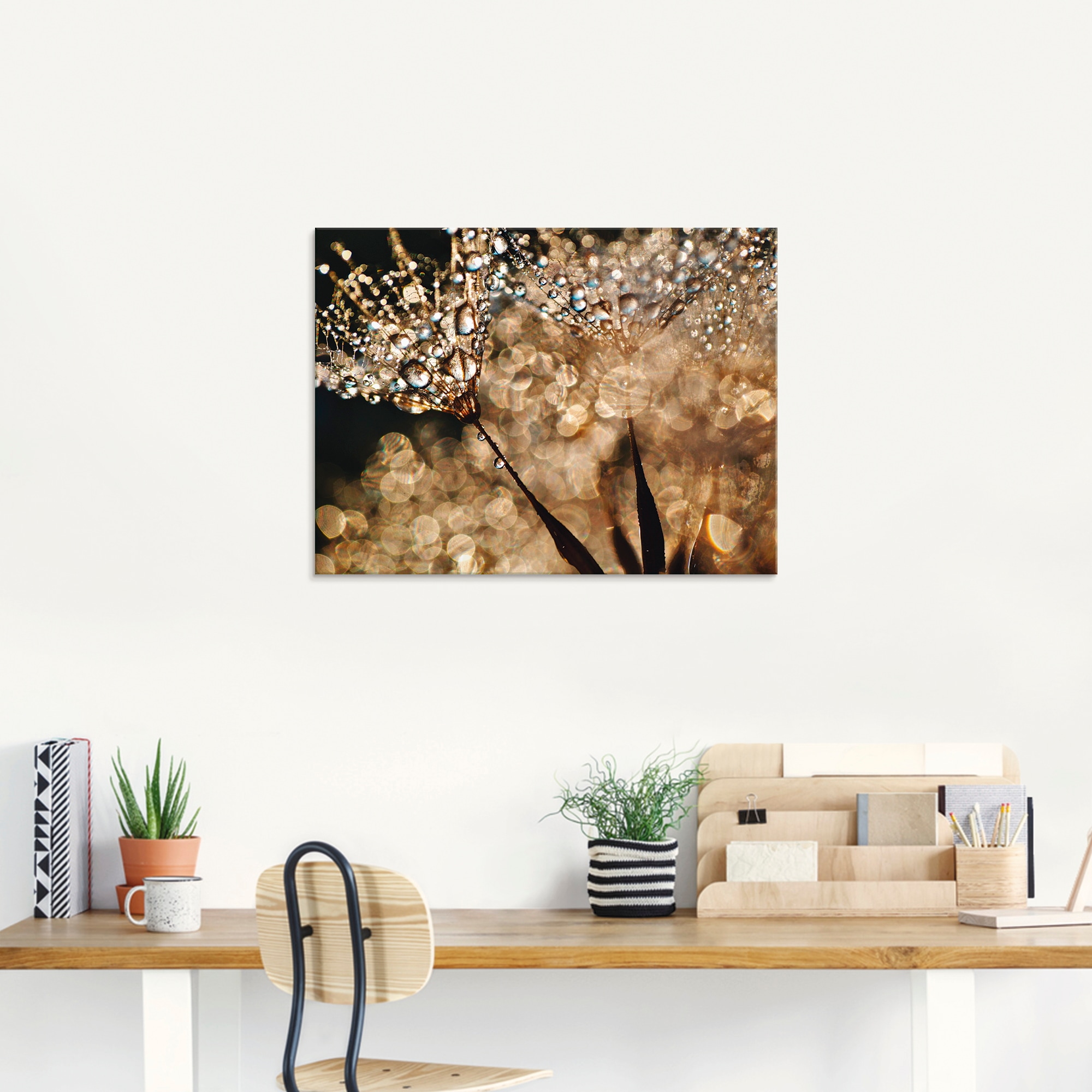 Artland Glasbild »Pusteblume Goldschimmer«, Blumen, (1 St.), in verschiedenen Grössen