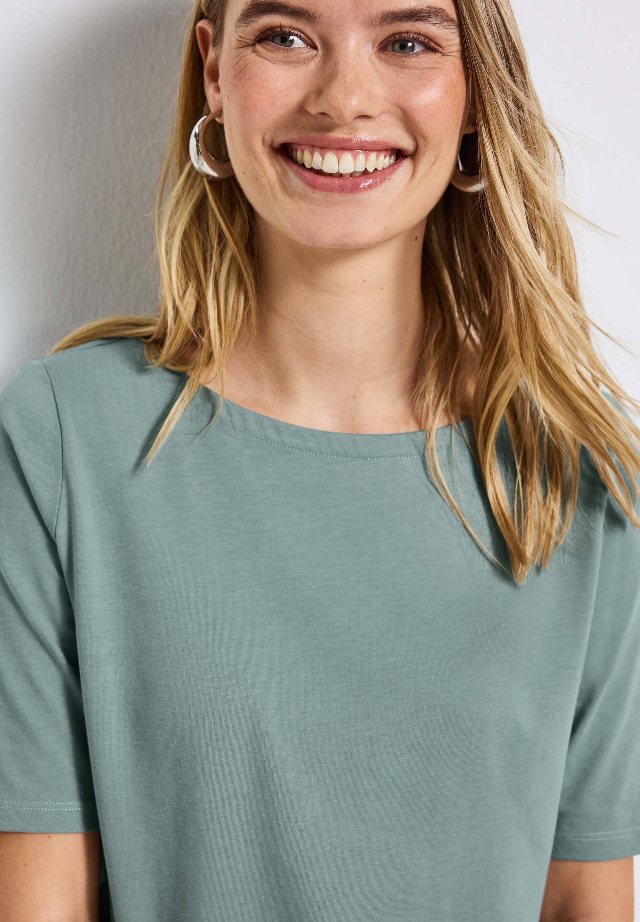 STREET ONE T-Shirt, U-Boot Ausschnitt, Basic