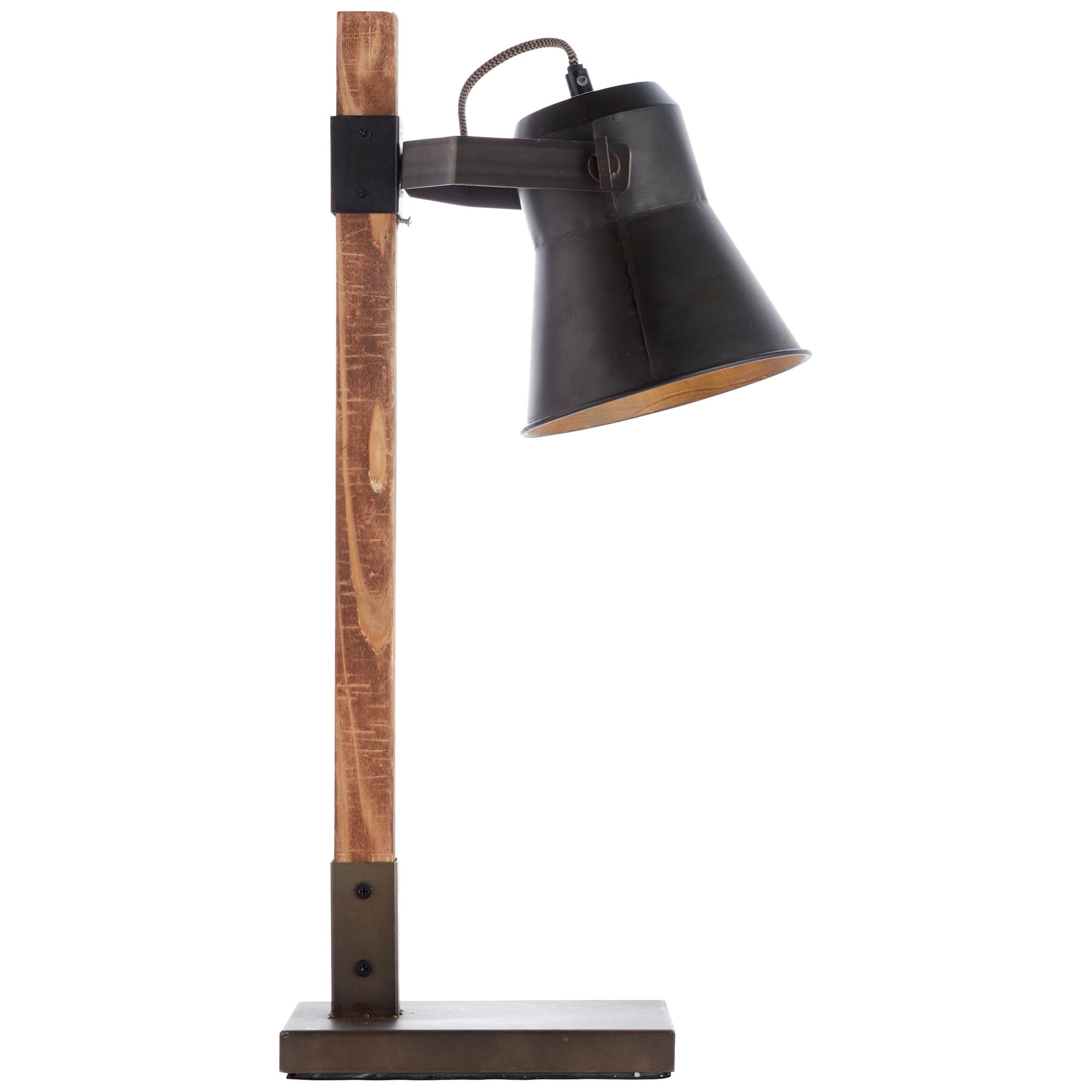 Brilliant Tischleuchte »Plow«, 1 flammig, Leuchtmittel E27 | ohne Leuchtmittel, Tischlampe schwarz stahl/holz