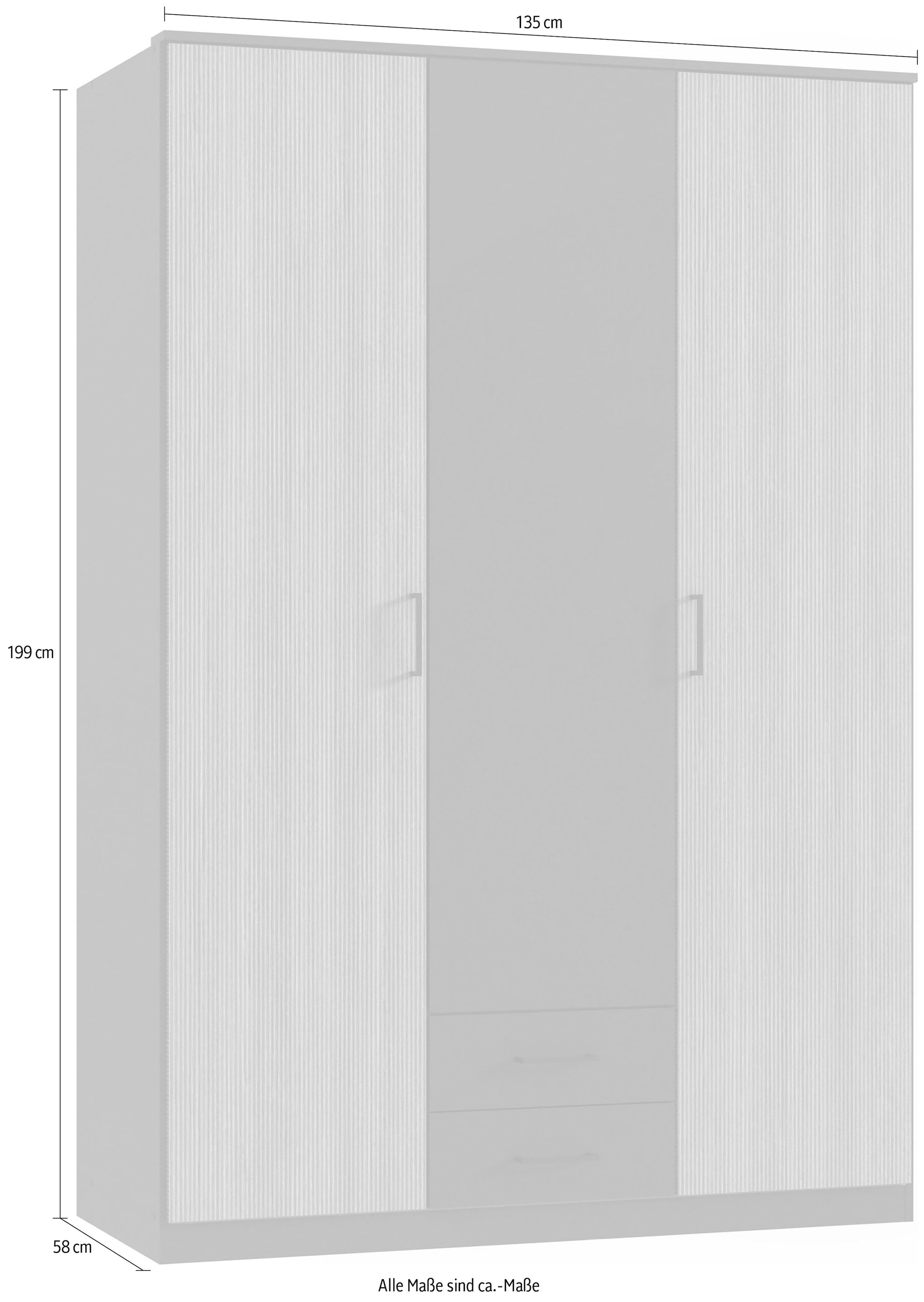 Wimex Kleiderschrank »Fulda, 135 oder 180/58/199cm, 2 Schubladen, Made in Germany«, (mit Kranzleiste), besonderer Look durch Multiplex Optik, mit oder ohne Glasauflage