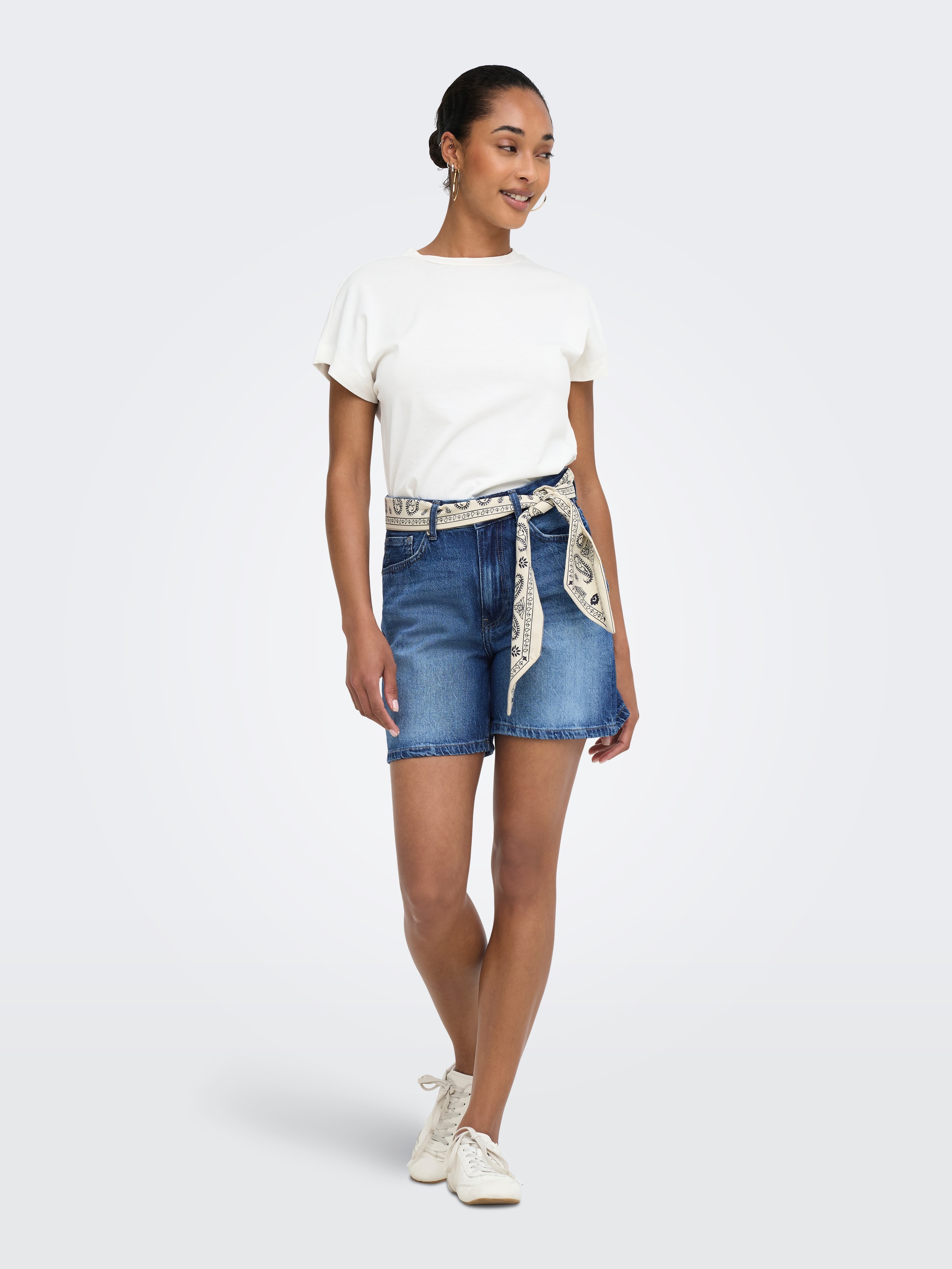 ONLY Jeansshorts "ONLJOSE HW SCARF DNM SHORTS AZG" Baumwolle, regular fit, high waist