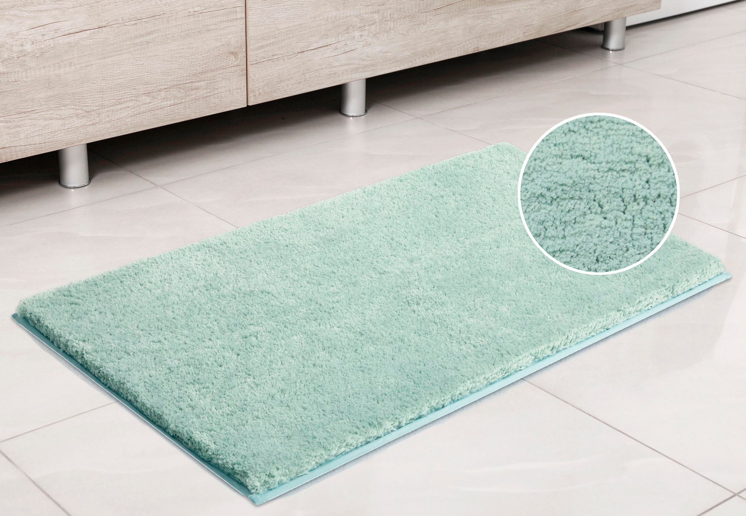 my home Badematte »Jos, Badvorleger, Badezimmer Teppich«, rutschhemmend beschichtet, fussbodenheizungsgeeignet-schnell trocknend, Badematten in Pastell-Farben, Badteppich als 3 teiliges Set erhältlich