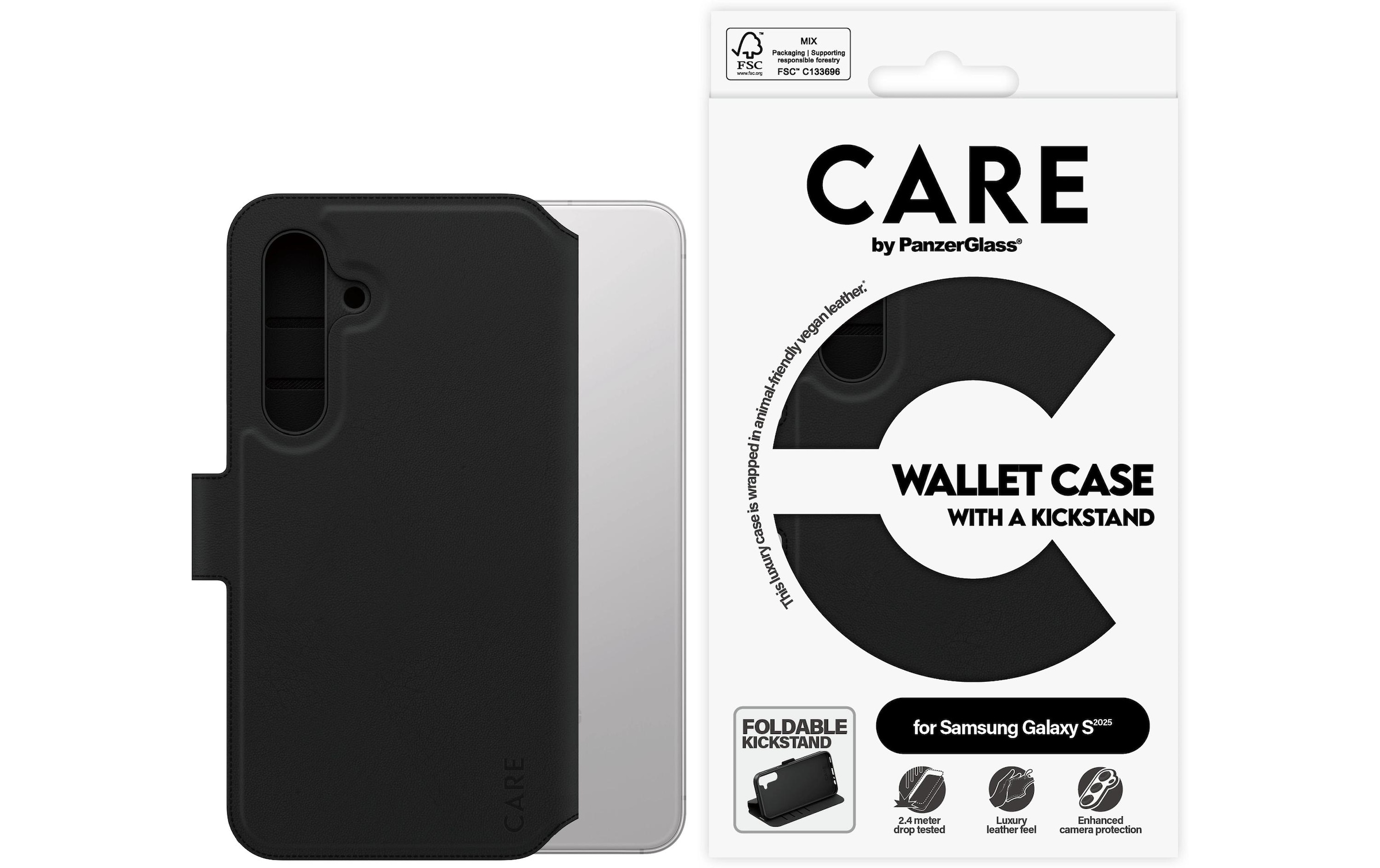 CARE by PanzerGlass Backcover »Wallet Case Kickstand Galaxy S25«, Samsung Galaxy S25