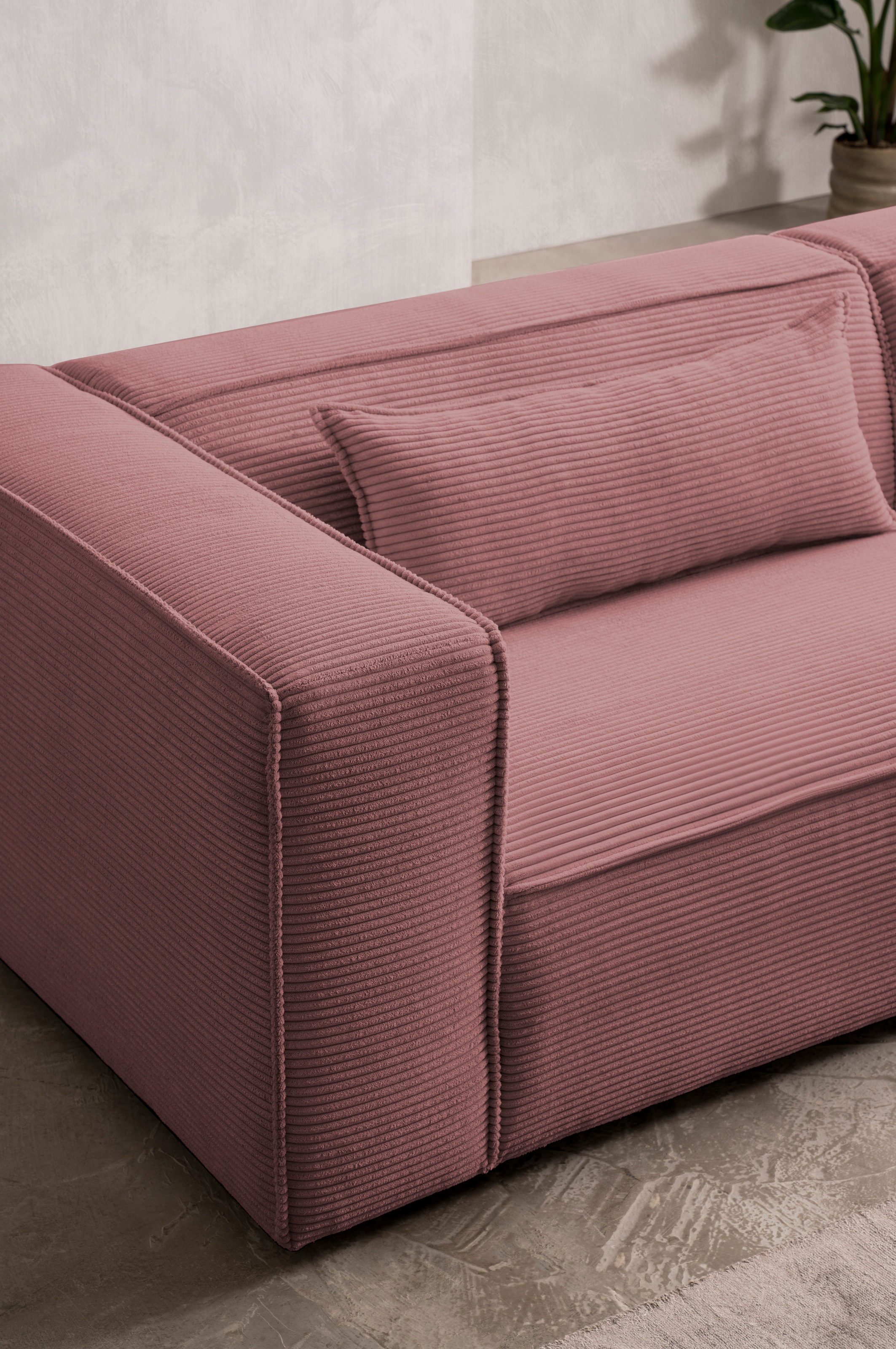 LeGer Home by Lena Gercke 3-Sitzer »PIARA, Couch mit Kedernaht, Sofa in Cord oder Leinenoptik«, schwarze Füsse, bequemer Sitzkomfort
