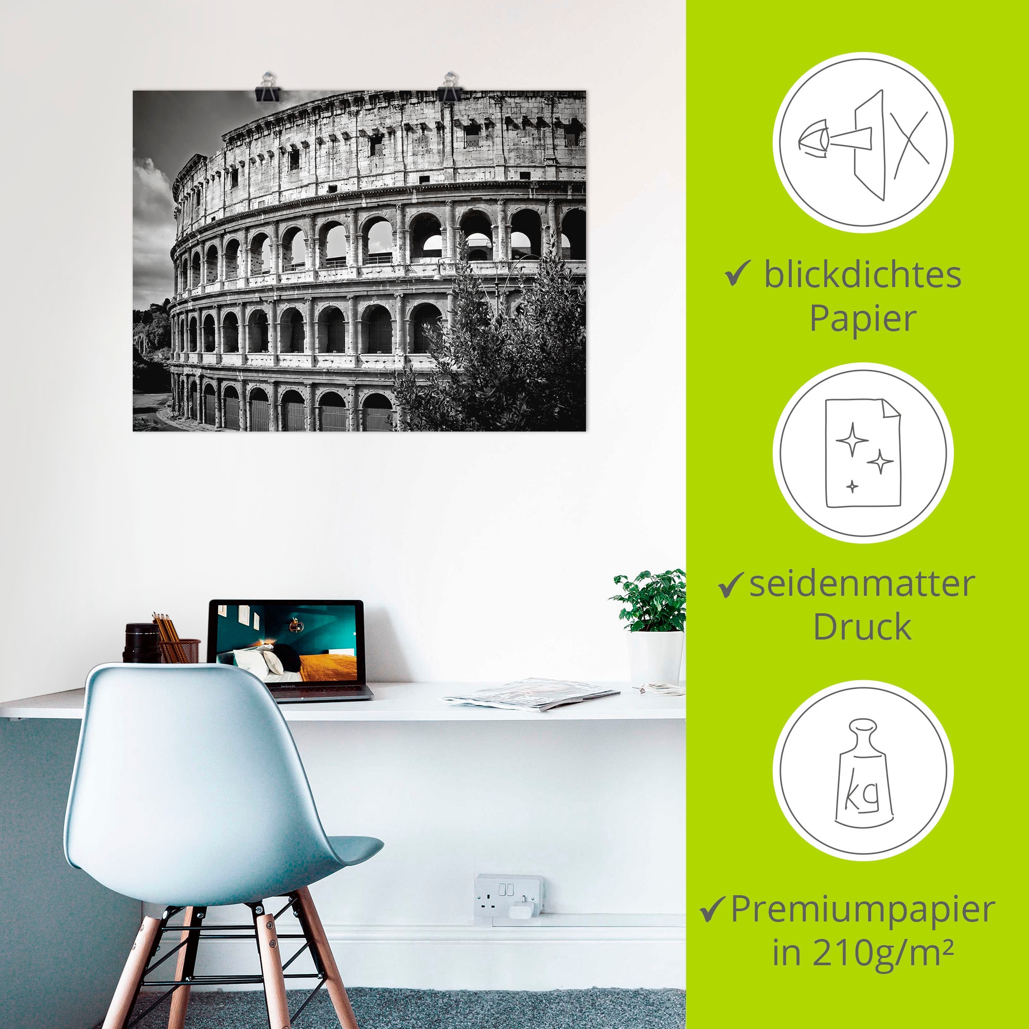 Artland Wandbild »Rom Kolosseum Monochrom«, Rom, (1 St.), als Alubild, Outdoorbild, Poster in verschied. Grössen