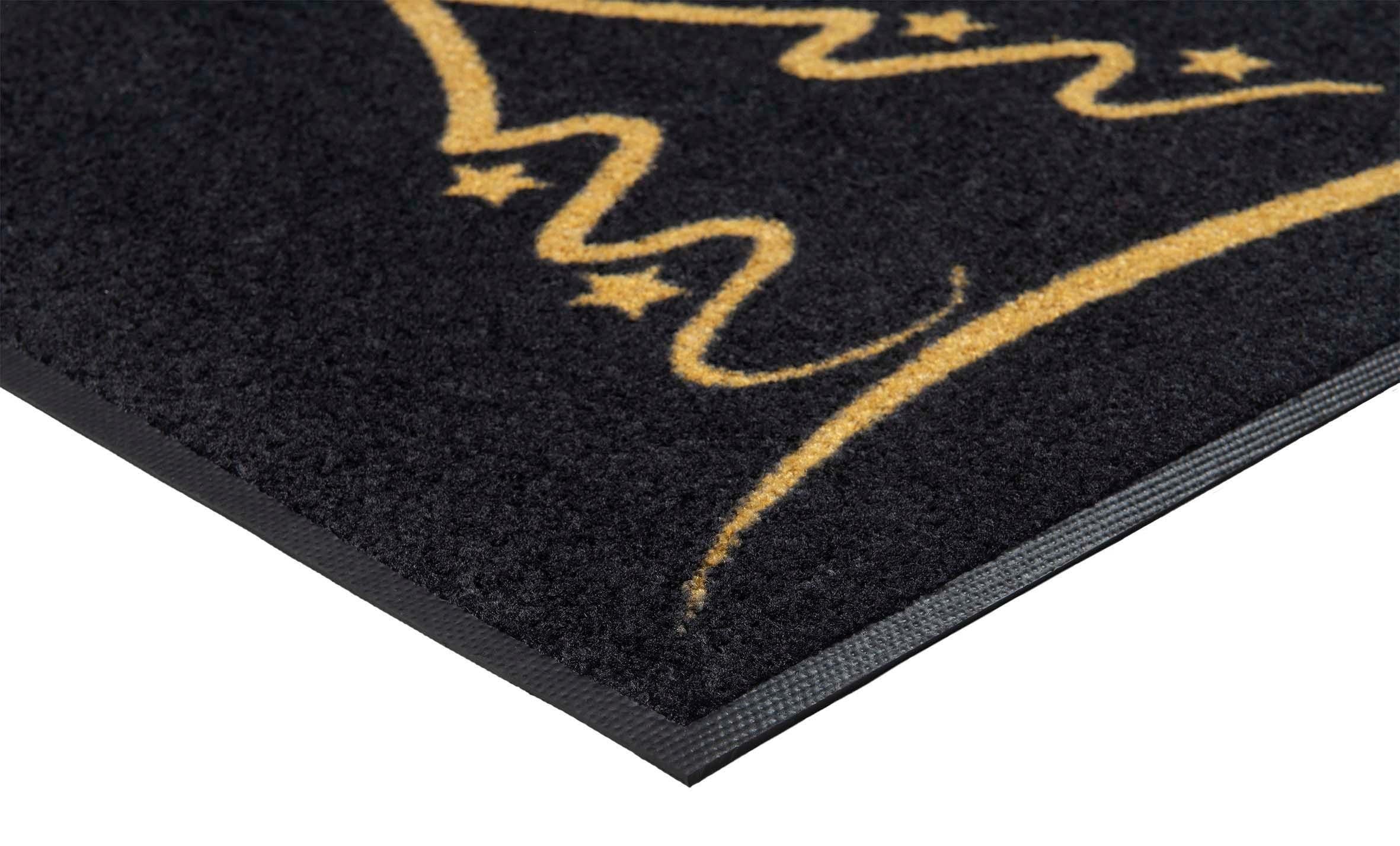 wash+dry by Kleen-Tex Fussmatte »Golden Shine«, rechteckig, 7 mm Höhe, Schmutzfangmatte,Motiv Weihnachten Tannenbaum, rutschhemmend, waschbar