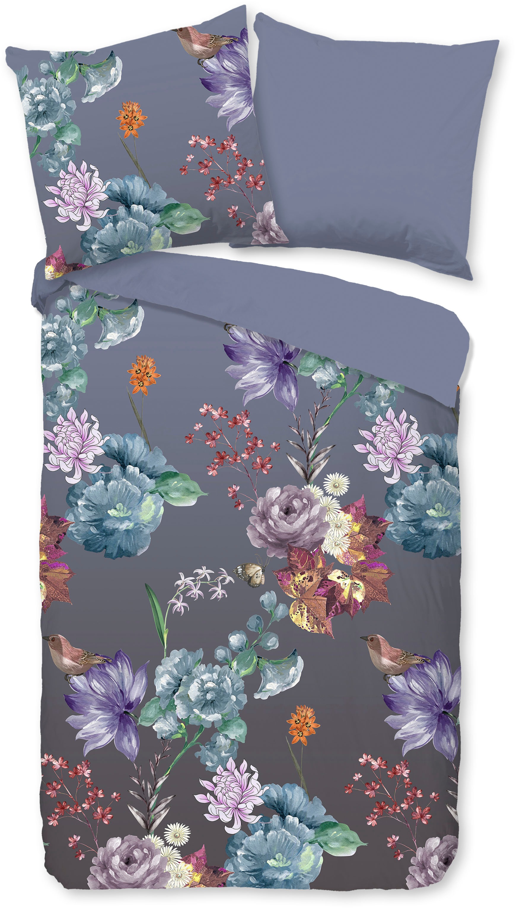 good morning Wendebettwäsche »Quinn1«, Baumwolle, 135x200, 2 Teilig, Reissverschluss, Wendeoptik, Blumen