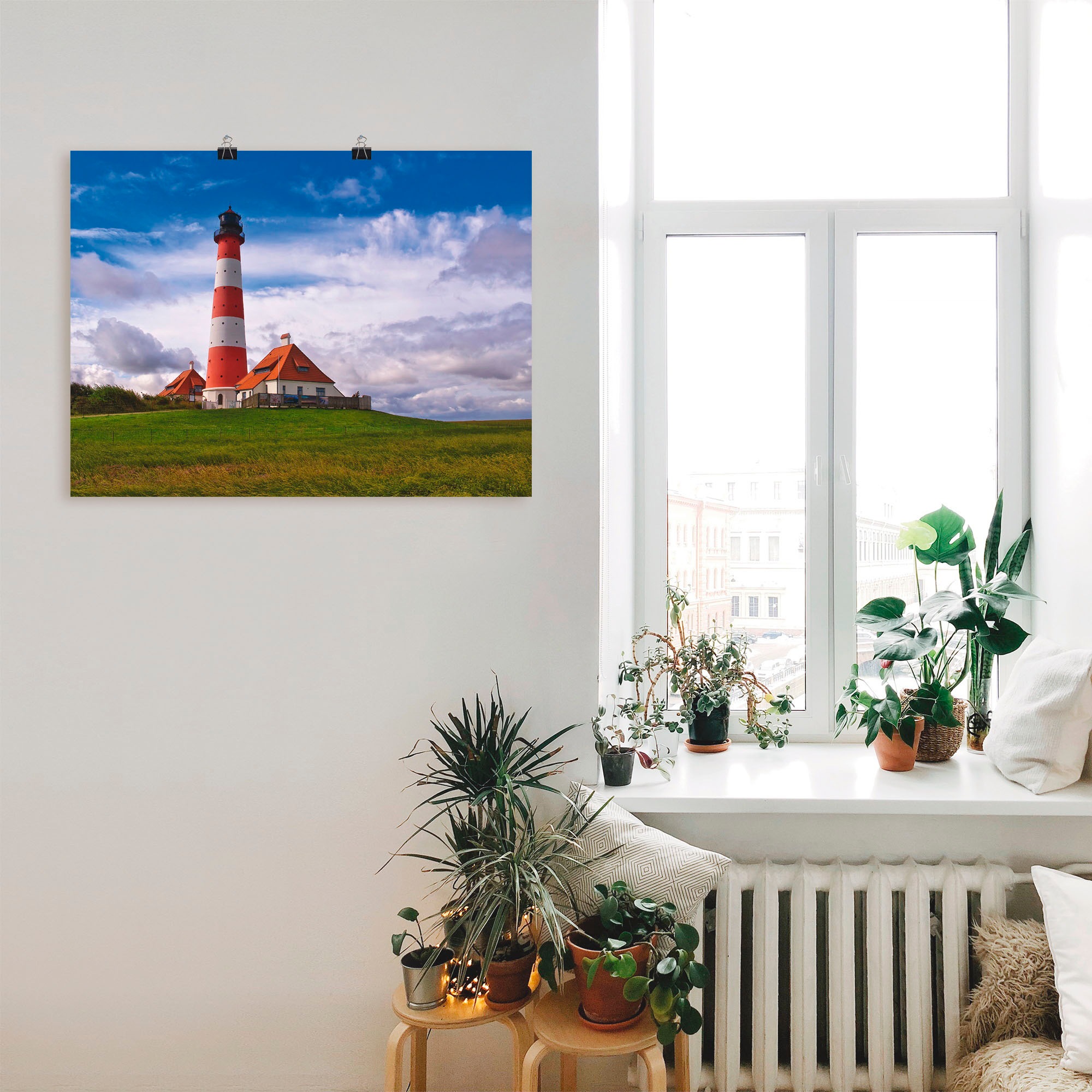 Artland Wandbild »Leuchtturm Westerheversand«, Gebäude, (1 St.), als Leinwandbild, Poster in verschied. Grössen