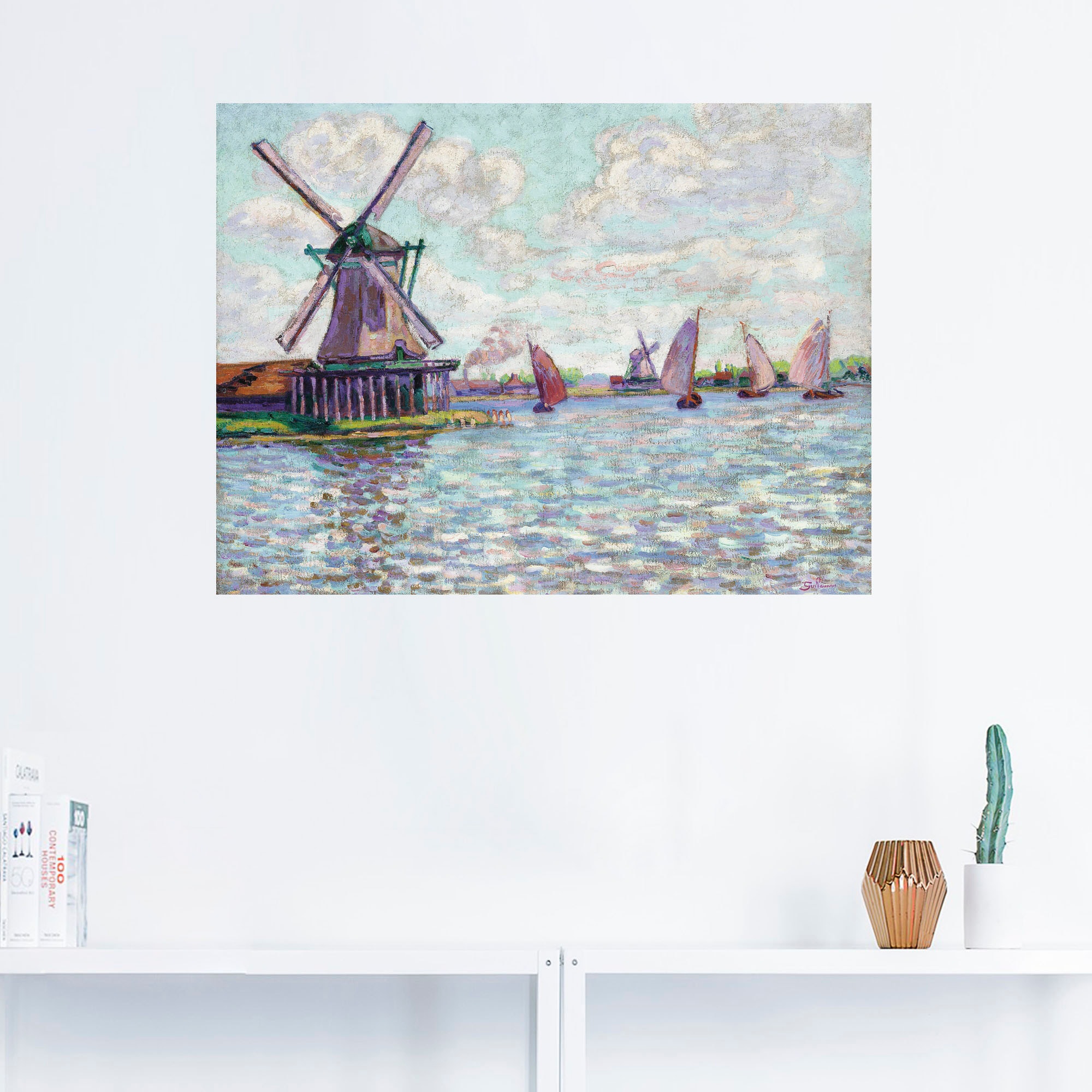Artland Wandbild »Windmühlen in Holland. Um 1904«, Gebäude, (1 St.), als Leinwandbild, Wandaufkleber oder Poster in versch. Grössen