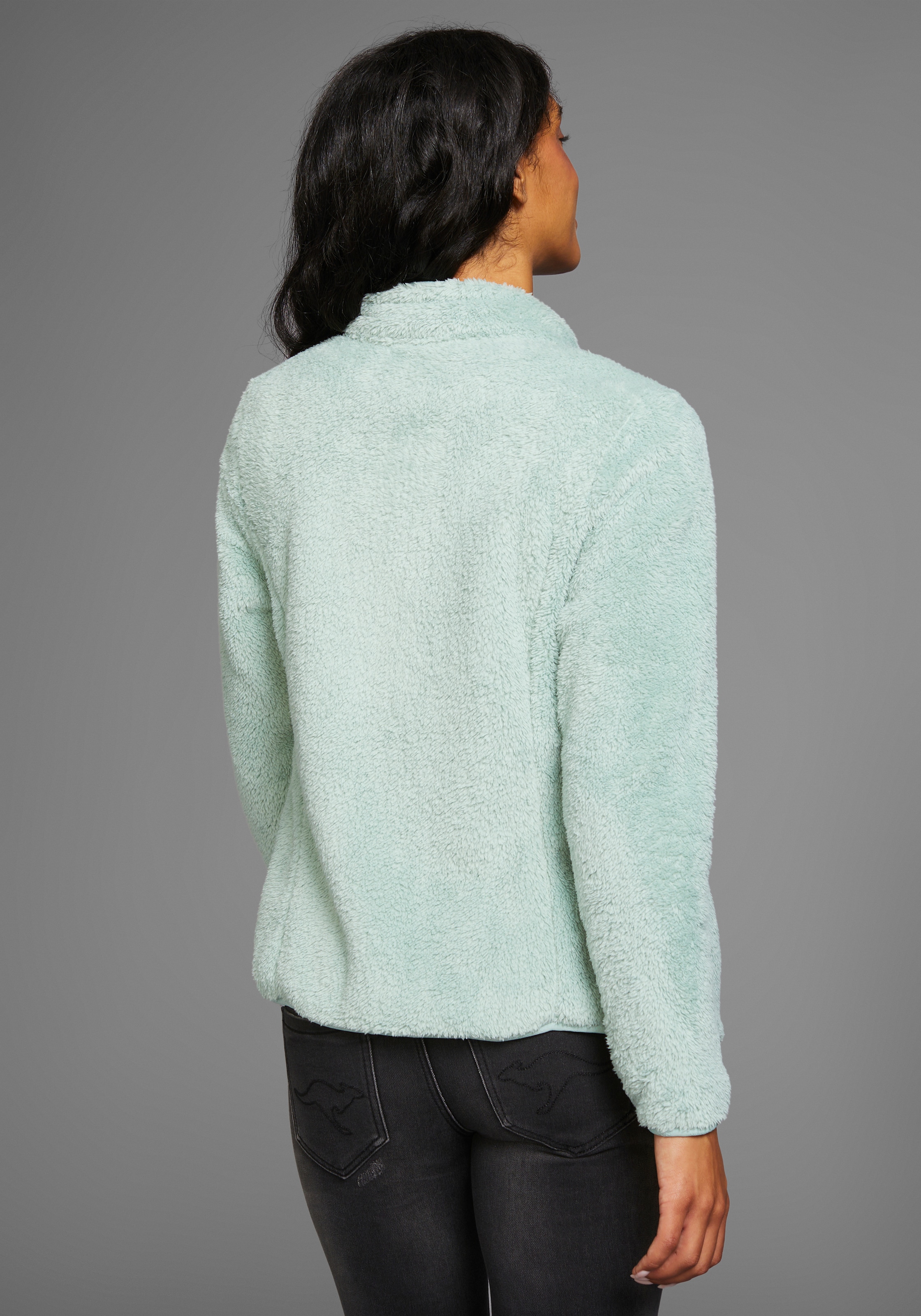 KangaROOS Sweatjacke, aus flauschigem Teddy-Fleece