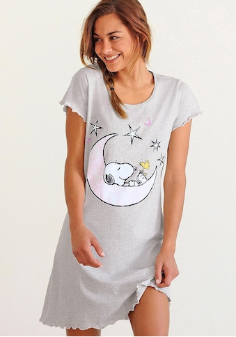 Nachthemd, mit Snoopy-Print und Kräuselsäumen