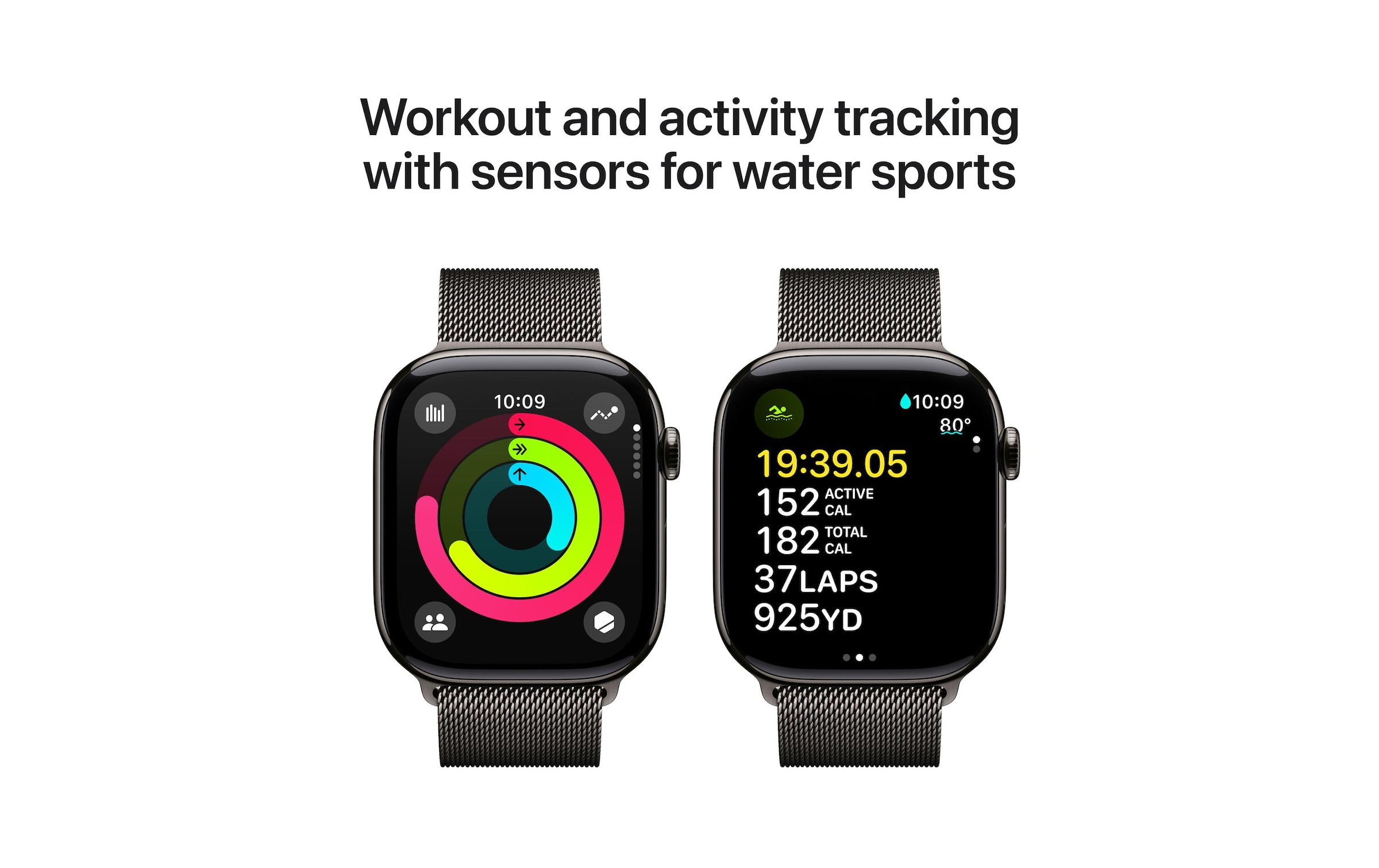 Apple Watch Series 10 Titan, 46 mm, GPS + Cellular, Milanese Loop M/L, Schiefer