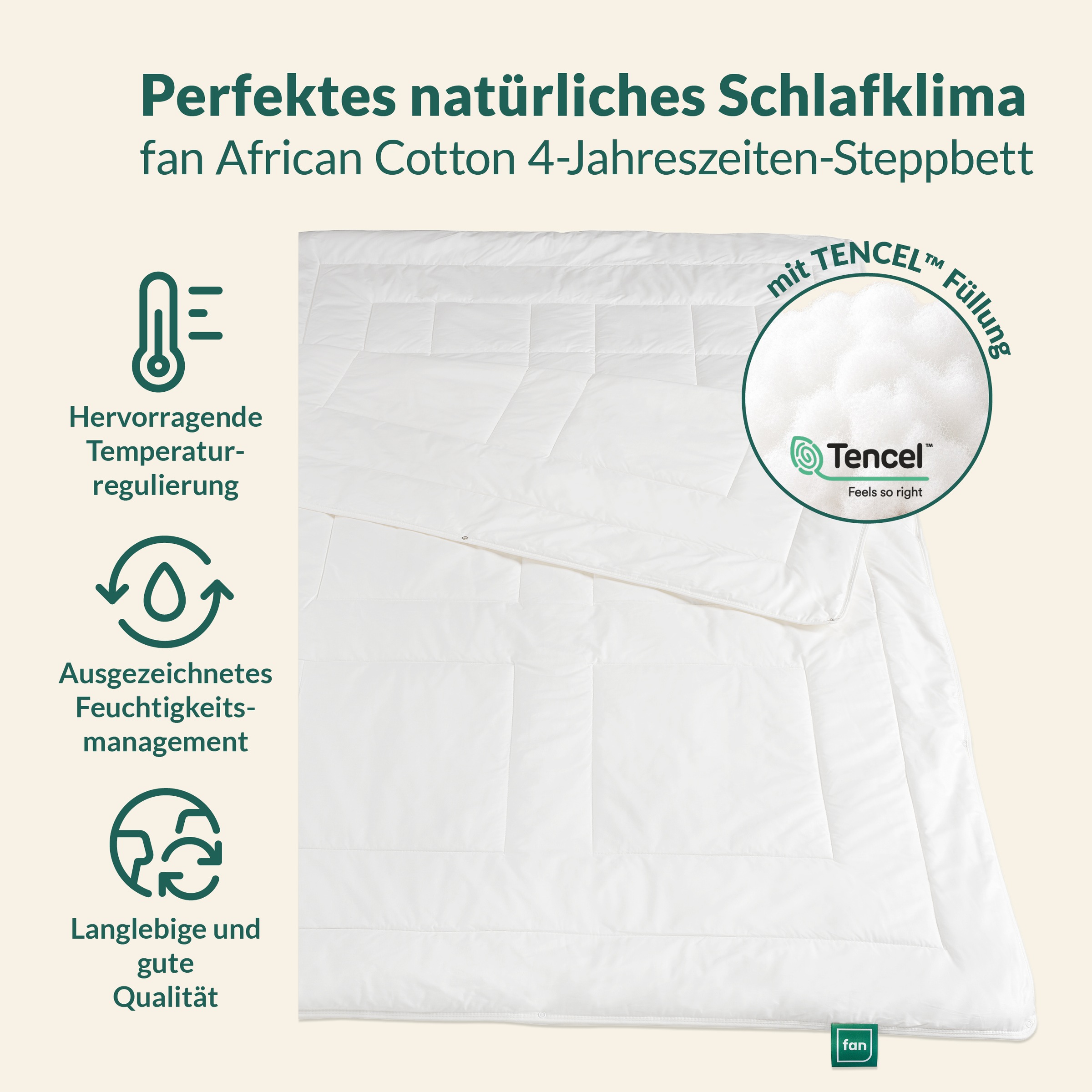 f.a.n. Frankenstolz Vierjahreszeiten-Steppbett Africa Cotton 155x220