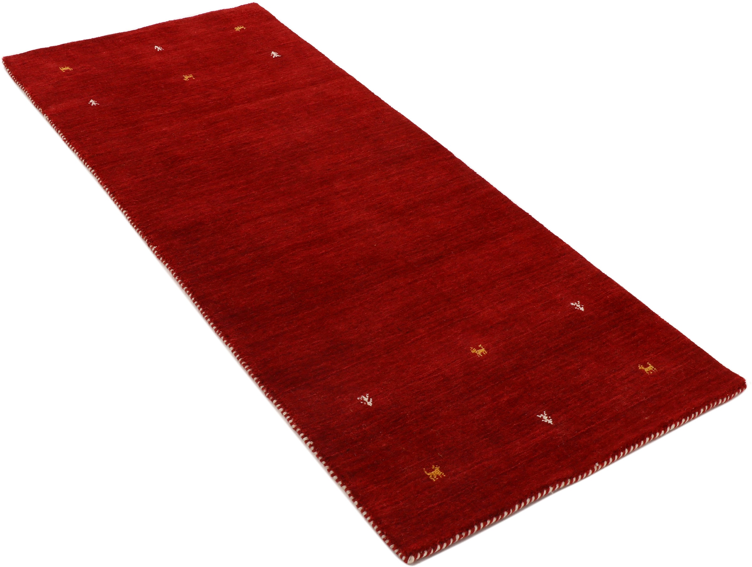 carpetfine Wollteppich »Gabbeh Uni, auch als Läufer und Rund erhältlich«, rechteckig, 15 mm Höhe, reine Wolle, handgewebt, Gabbeh Loom Tiermotiv, grosse Farbauswahl