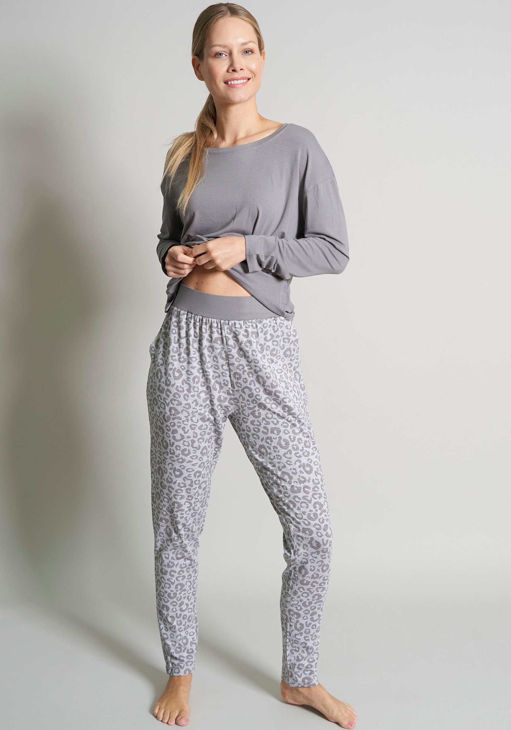 TOM TAILOR Loungehose »Victoria«, Animal-Look, breiter elastischer Bund