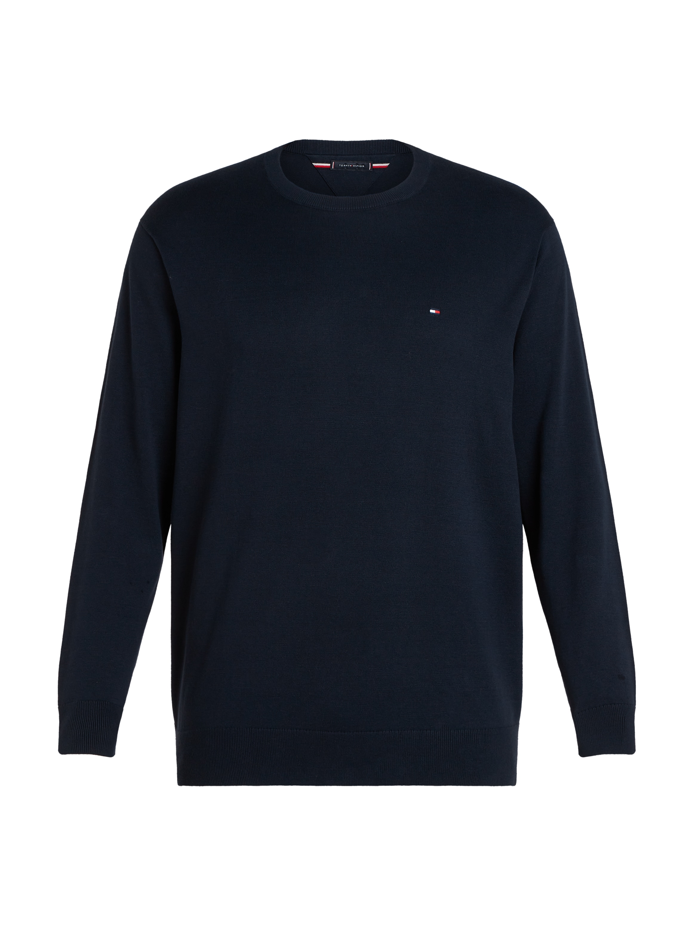 Tommy Hilfiger Big & Tall Rundhalspullover »BT-ESSENTIAL COTTON CREW NECK-B«, in Grossen Grössen, Logostickerei