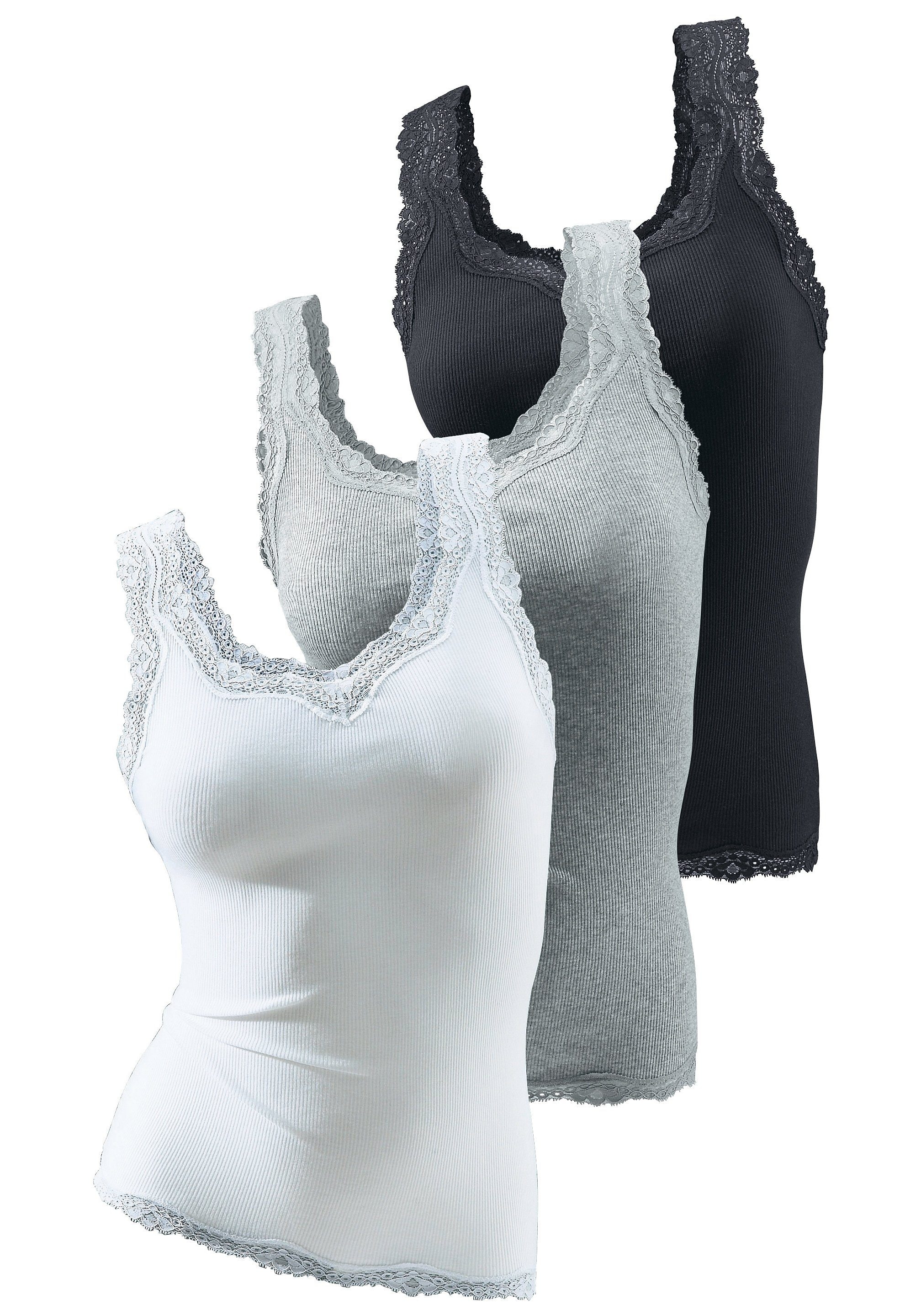 H.I.S Tanktop, (3er-Pack), mit Spitze