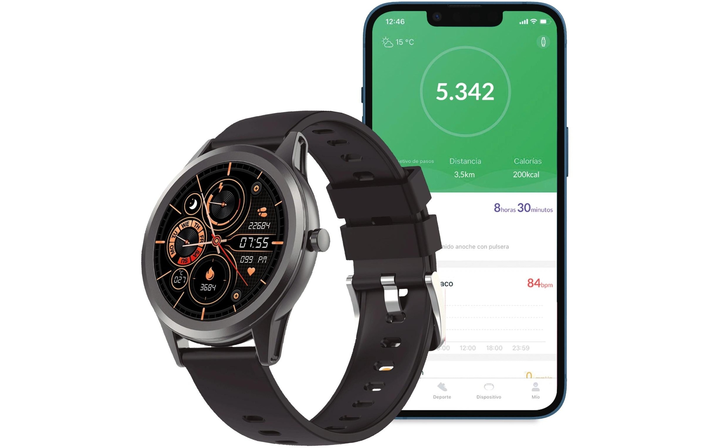 Smartwatch »KSiX Globe Gray«, (Android Wear)