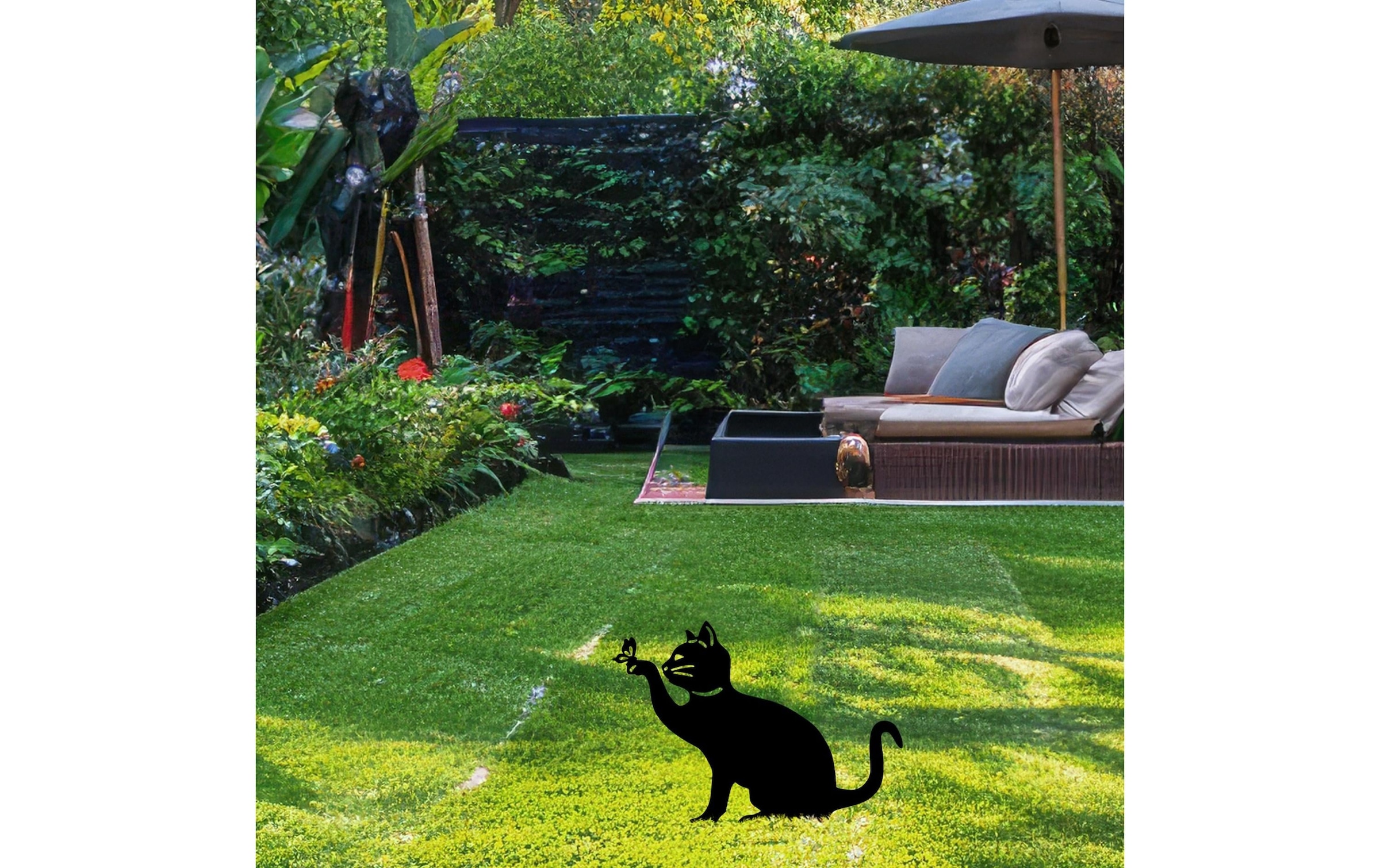 Gartenfigur »Wallxpert Katze mit Schmeterling 36 x 31 cm«