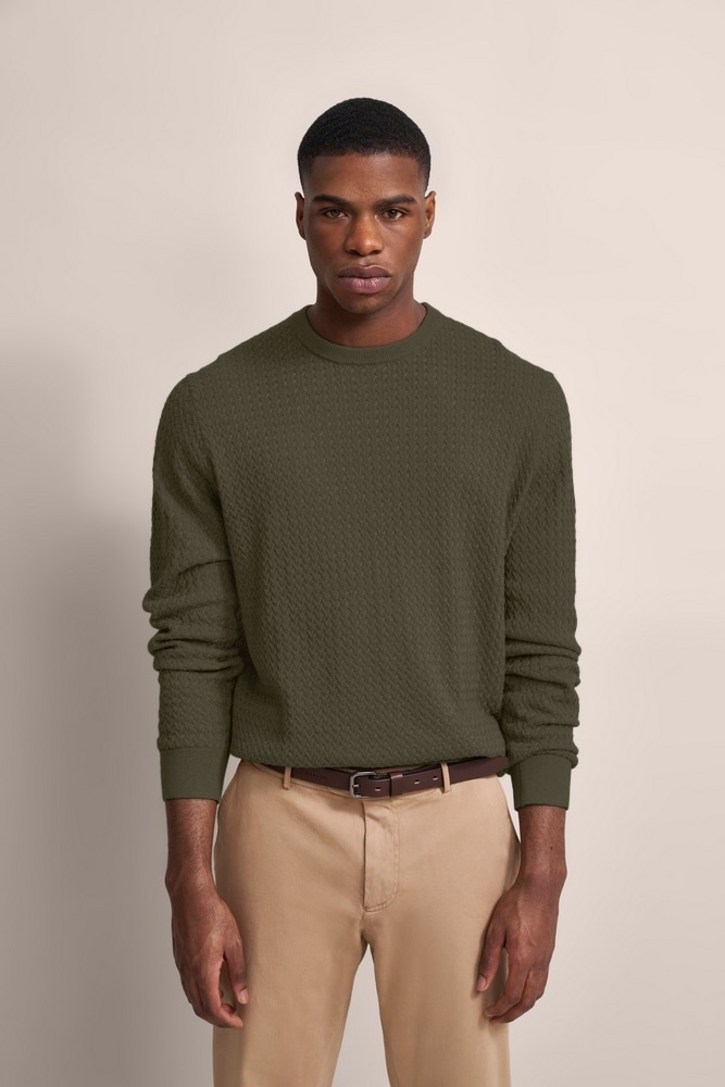 bugatti Strickpullover mit Geflechtstruktur