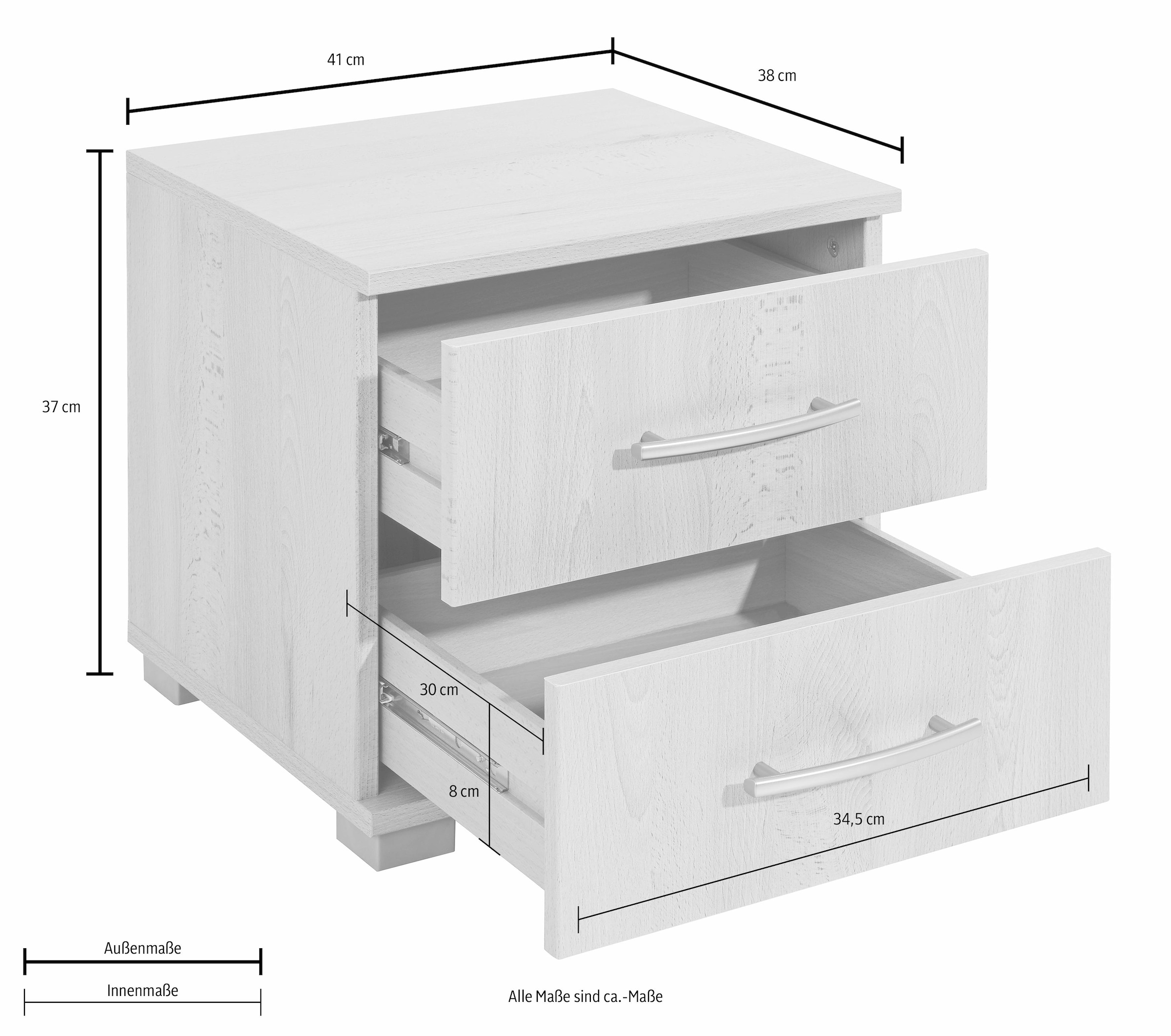 priess Nachtkonsole »Husum Nachtkonsole in premium Qualität Schlafzimmer Schrank«, mit 2 Schubkästen Nachtschrank Beistellschrank Nachtschränkchen