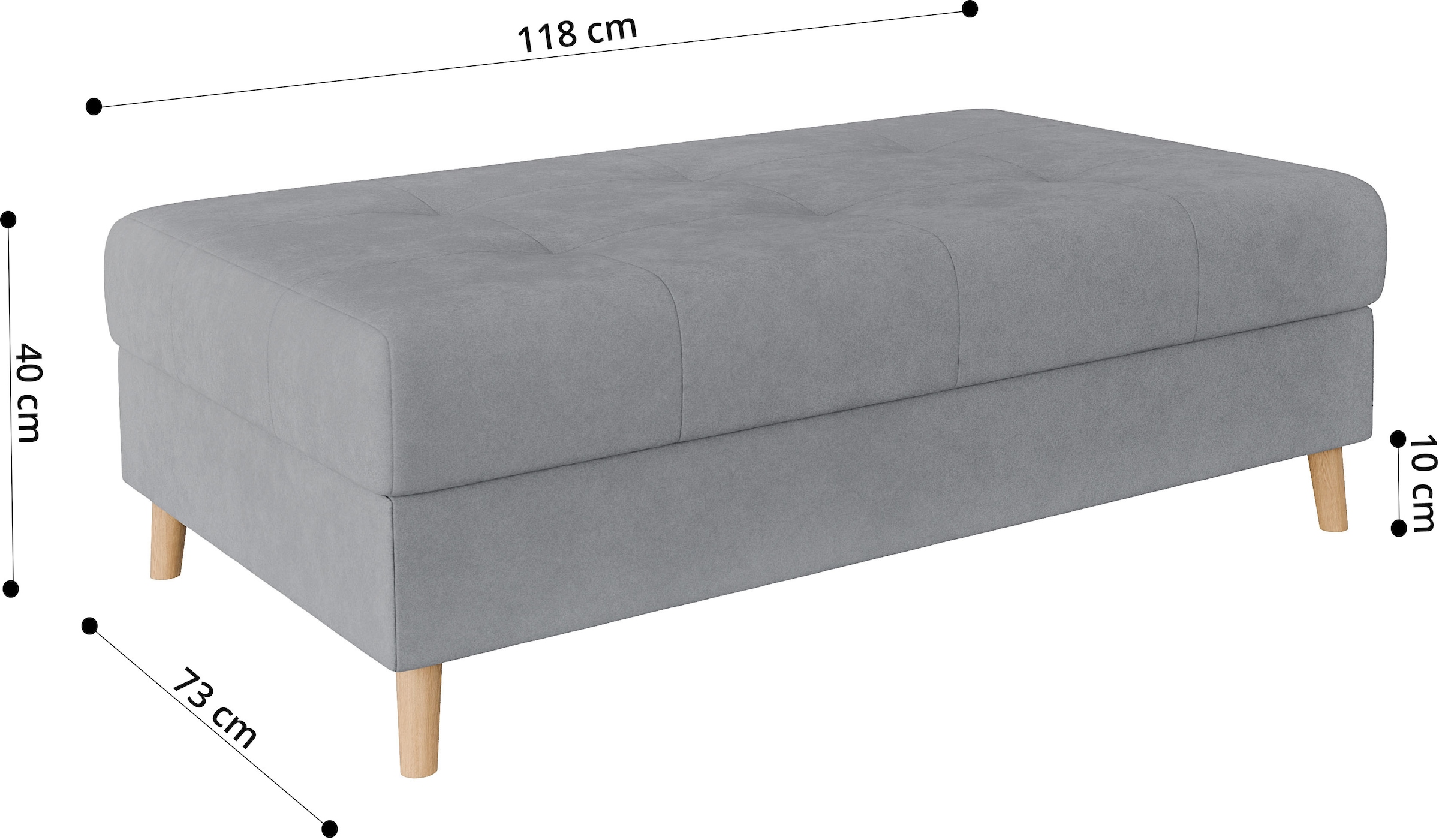Home affaire Polsterhocker »CHARRE XXL, Steppung im Sitzbereich, Masse: B/T/H: 118/73/40 cm«, passend zur Serie CHARRE, auch in Cord und Bouclé