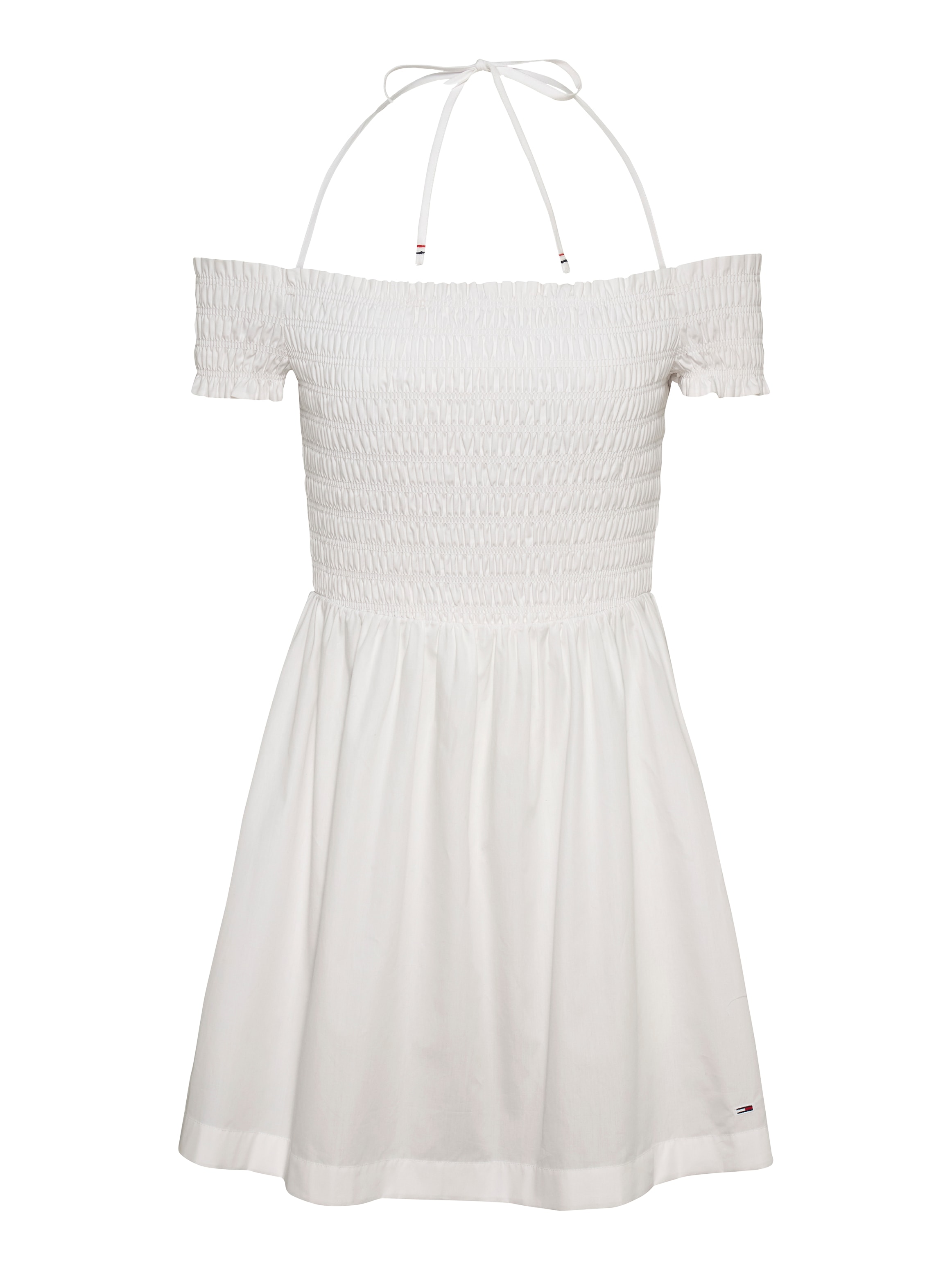 Tommy Jeans Smokkleid »TJW RUCHE F&F POPLIN DRESS EXT«, in Smok-Optik
