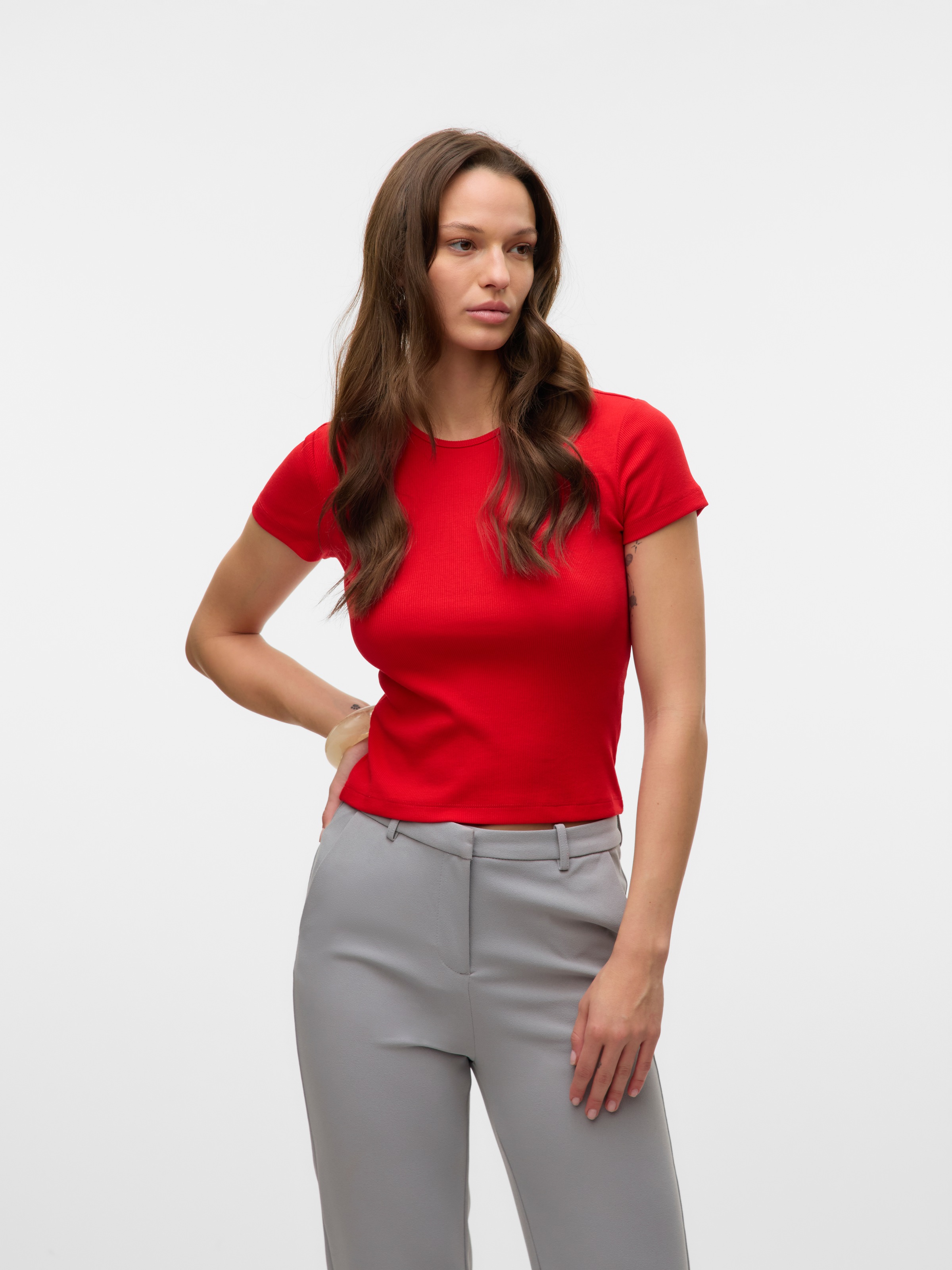 Vero Moda Kurzarmshirt »VMCHLOE SS SHORT TOP JRS NOOS« Baumwollmischung
