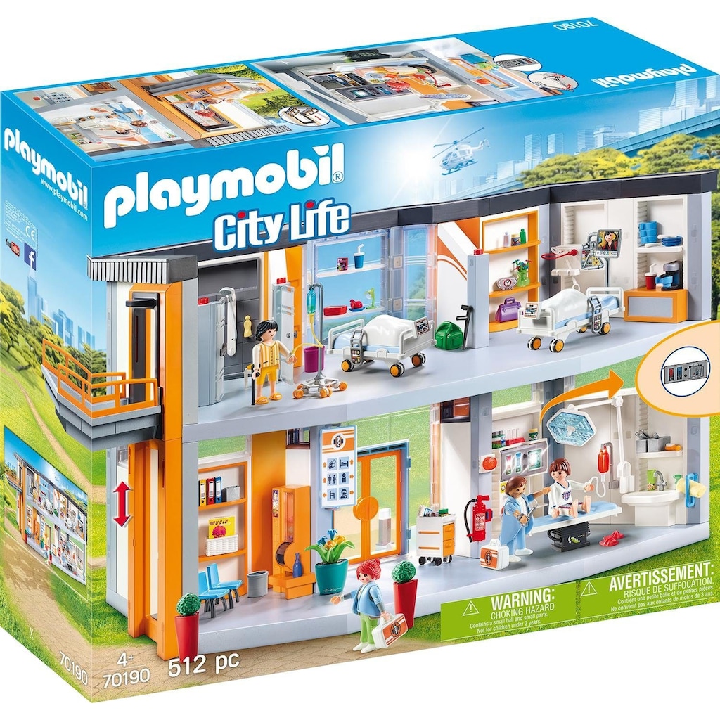 Playmobil® Konstruktions-Spielset »Grosses Krankenhaus mit Einrichtung (70190), City Life«, (512 St.)
