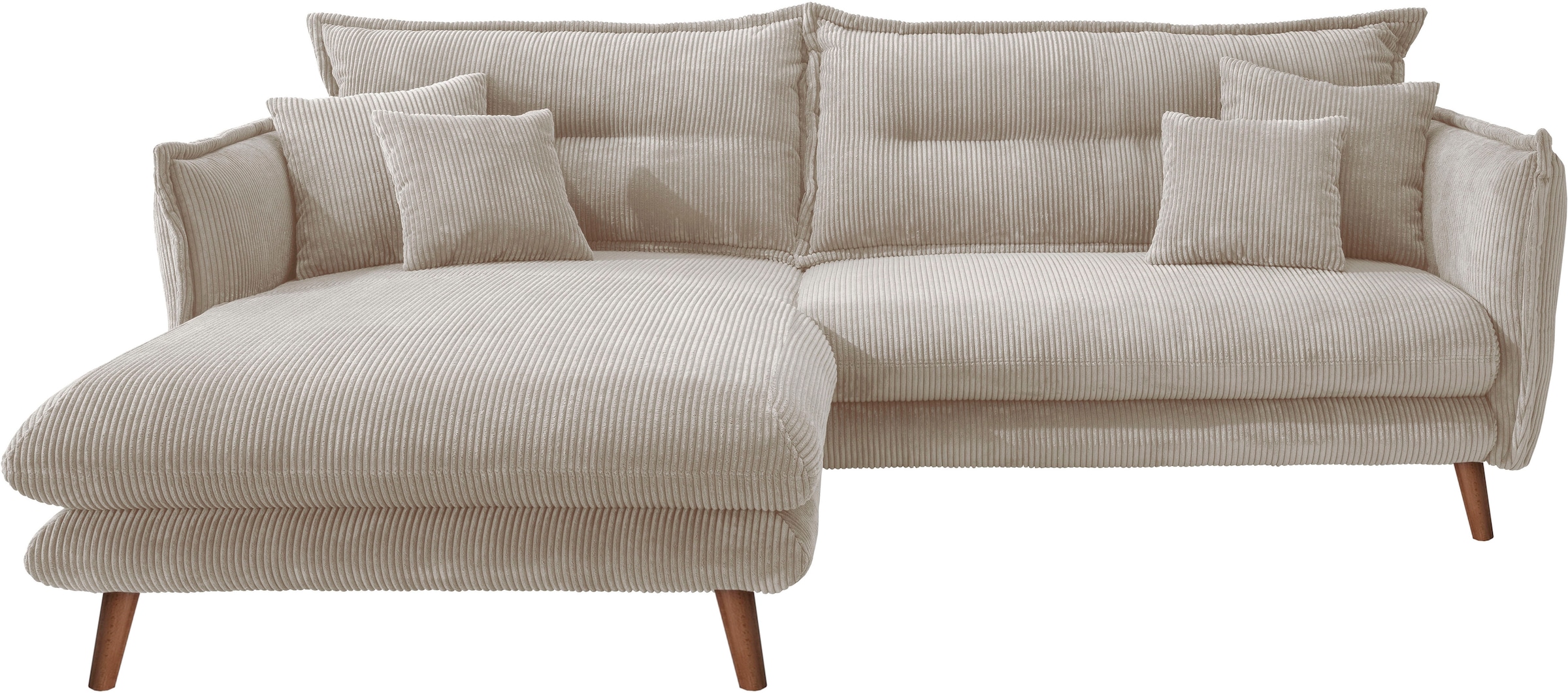 INOSIGN Ecksofa »Lazio modern und bequem, schmale Armlehnen, tolle Detailverarbeitung«, zwei verschiedene Fussfarben wählbar