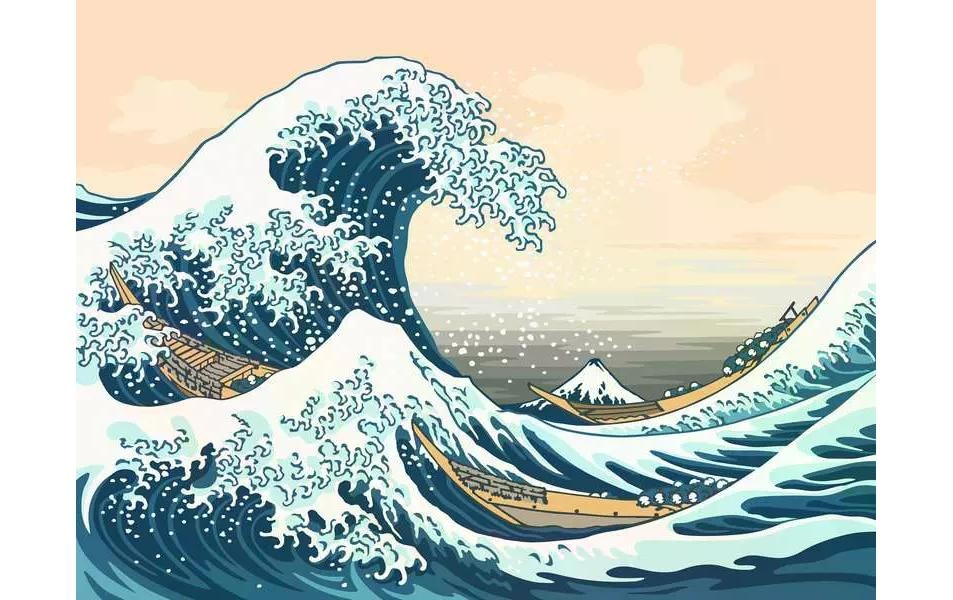 Ravensburger Malen nach Zahlen »CreArt: The Great Wave (Hokusai)«, Mit ausführlicher Malanleitung und Vorlageblatt