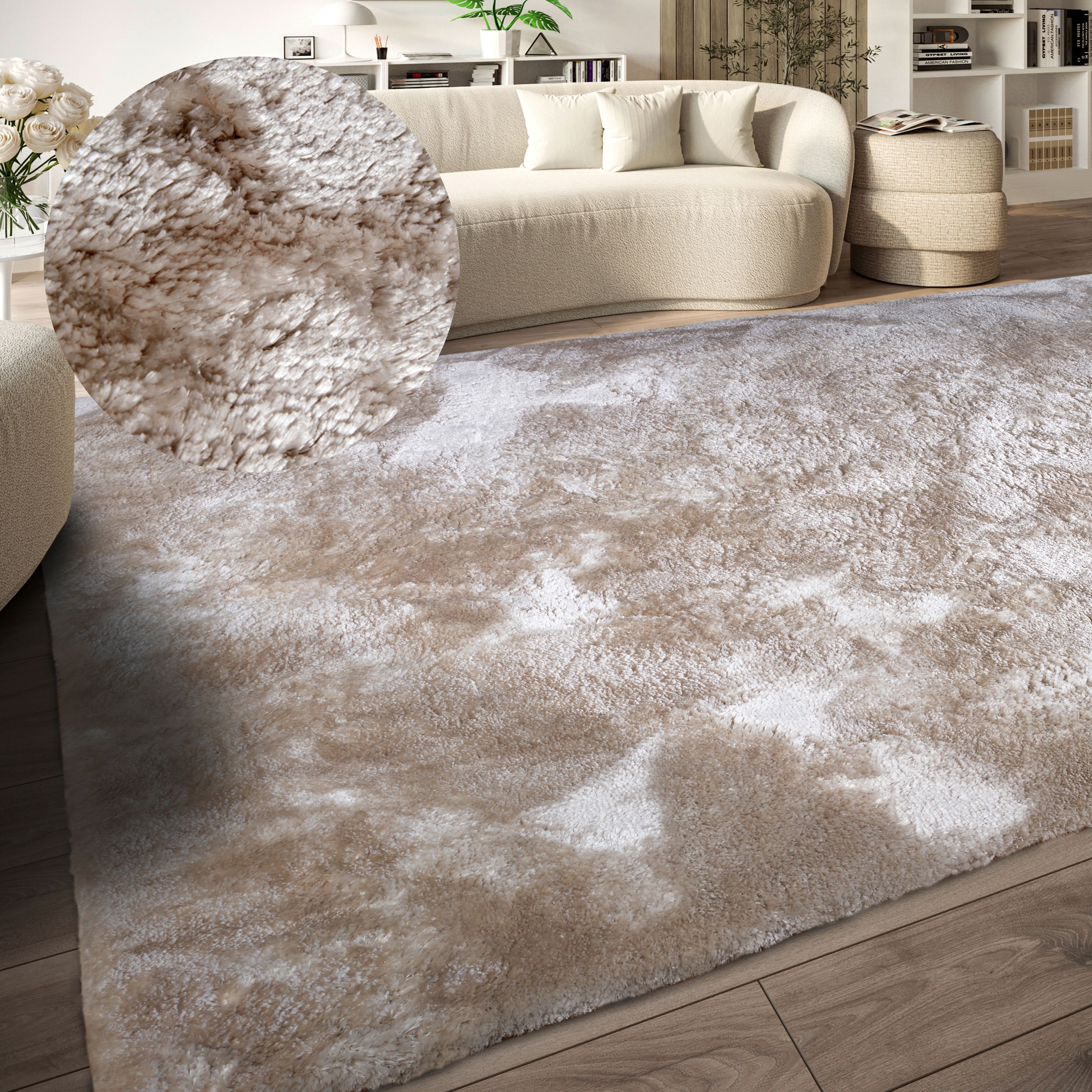 ELLE DECORATION Hochflor-Teppich »Calida« rechteckig 28 mm Höhe Langflor, Shaggy, einfarbig, flauschig, weich, glänzend, modern, uni