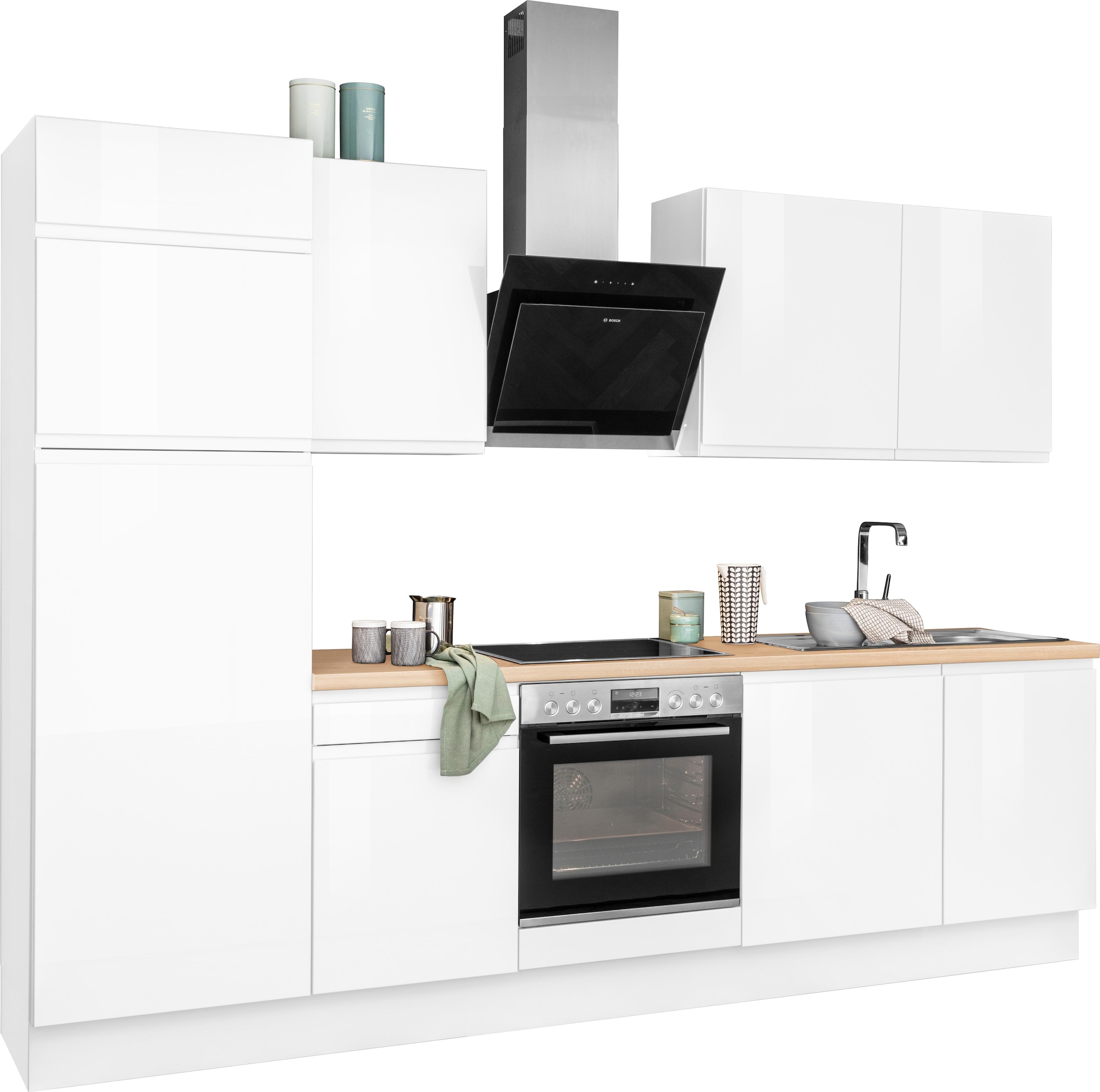 ❤ OPTIFIT Küchenzeile »Avio«, 38 mm starker Arbeitsplatte und Hochglanz- Fronten, Breite 280 cm entdecken im Jelmoli-Online Shop